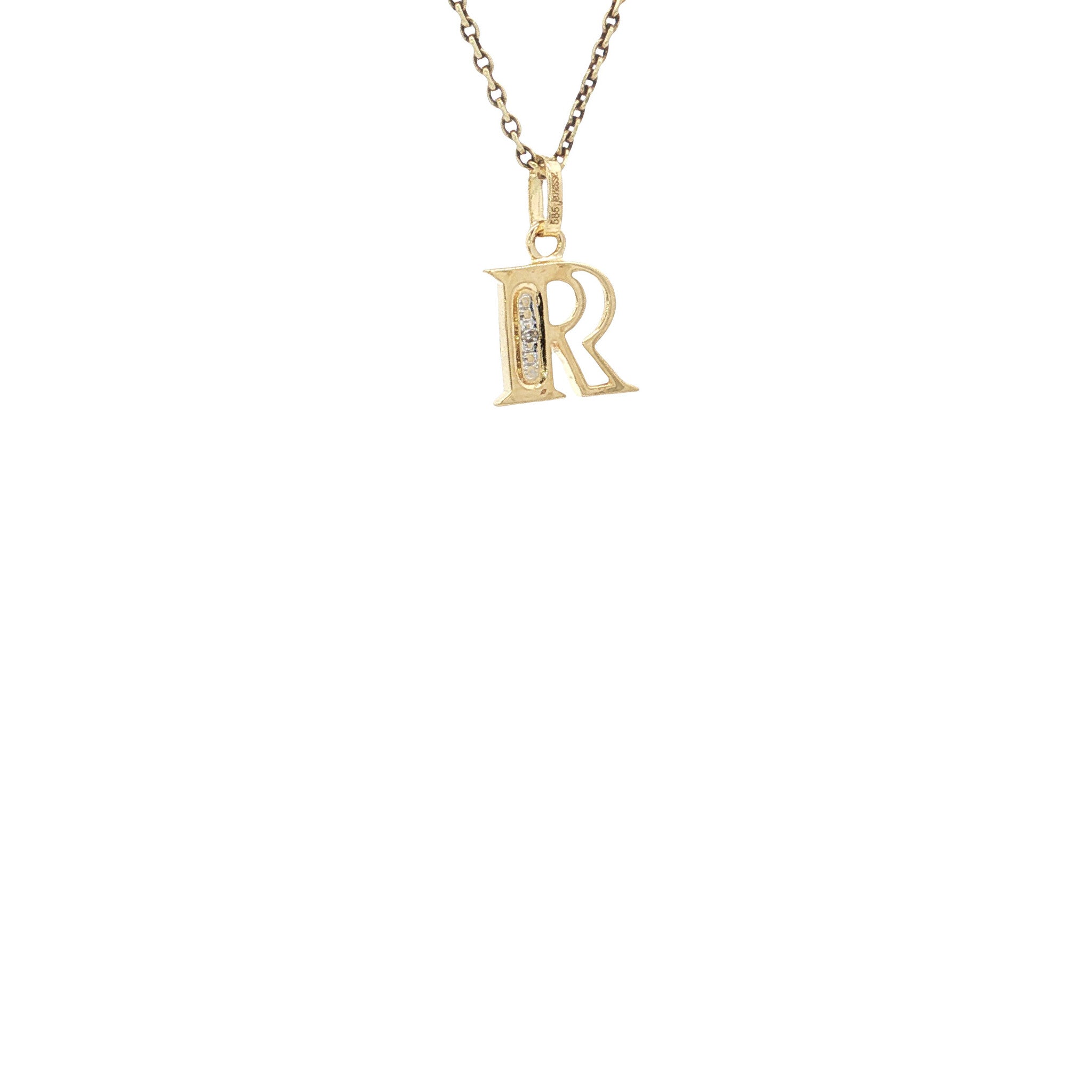 Gold pendant letter R Jeunesse 14 karat