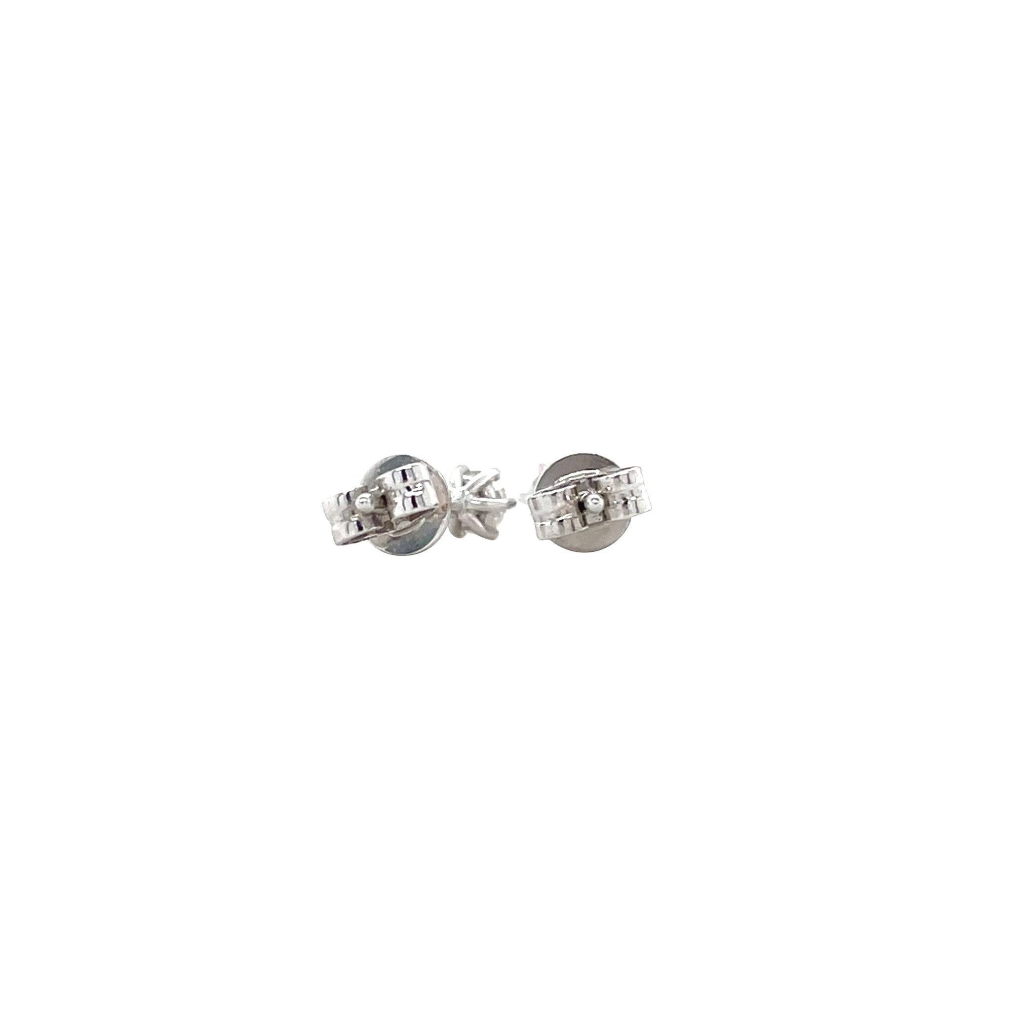 White gold solitaire stud earrings with diamond 14 kt