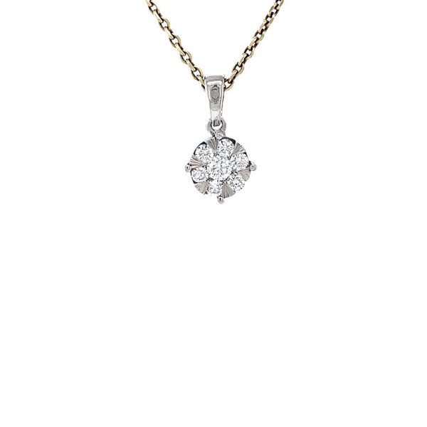 Witgouden entourage hanger met diamant 14 karaat