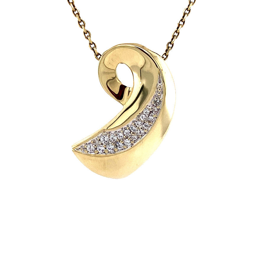 Gold pendant with zirconia 14 kt