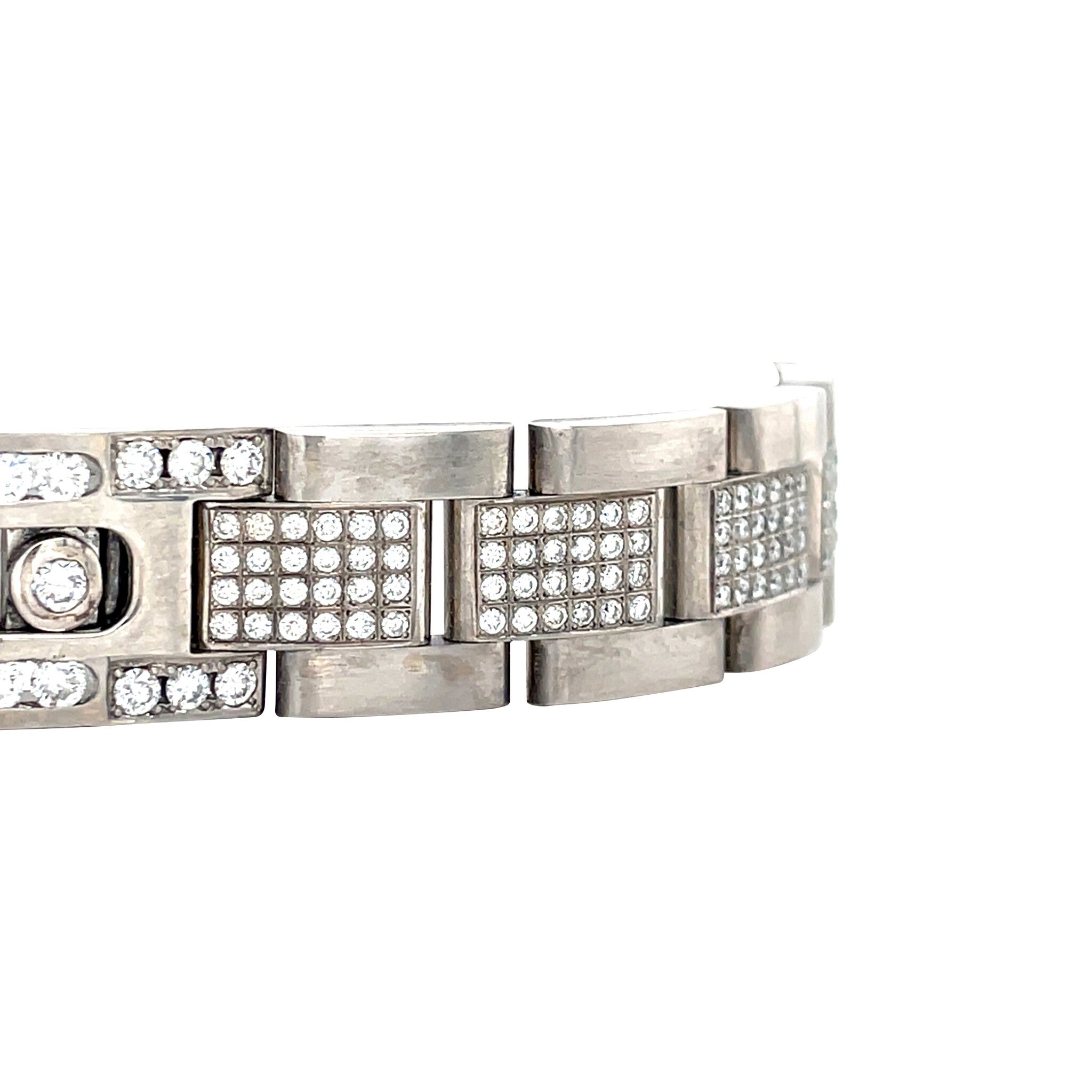 White gold men's link bracelet with diamond 18 karat