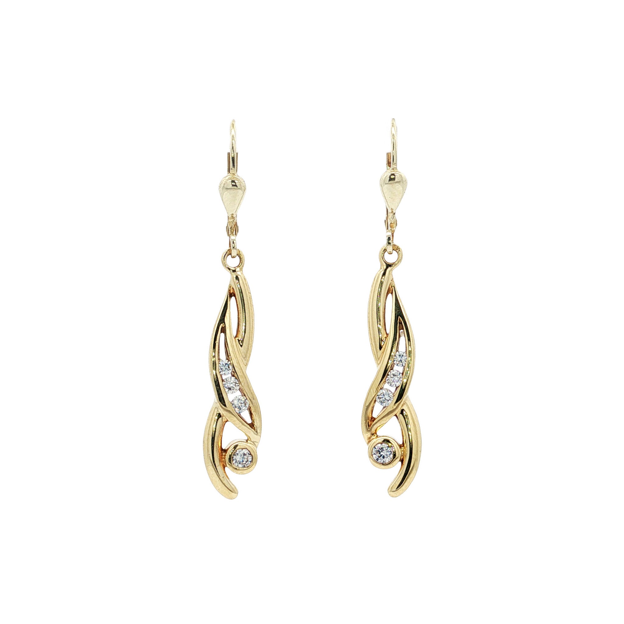 Gold earrings with zirconia 14 karat