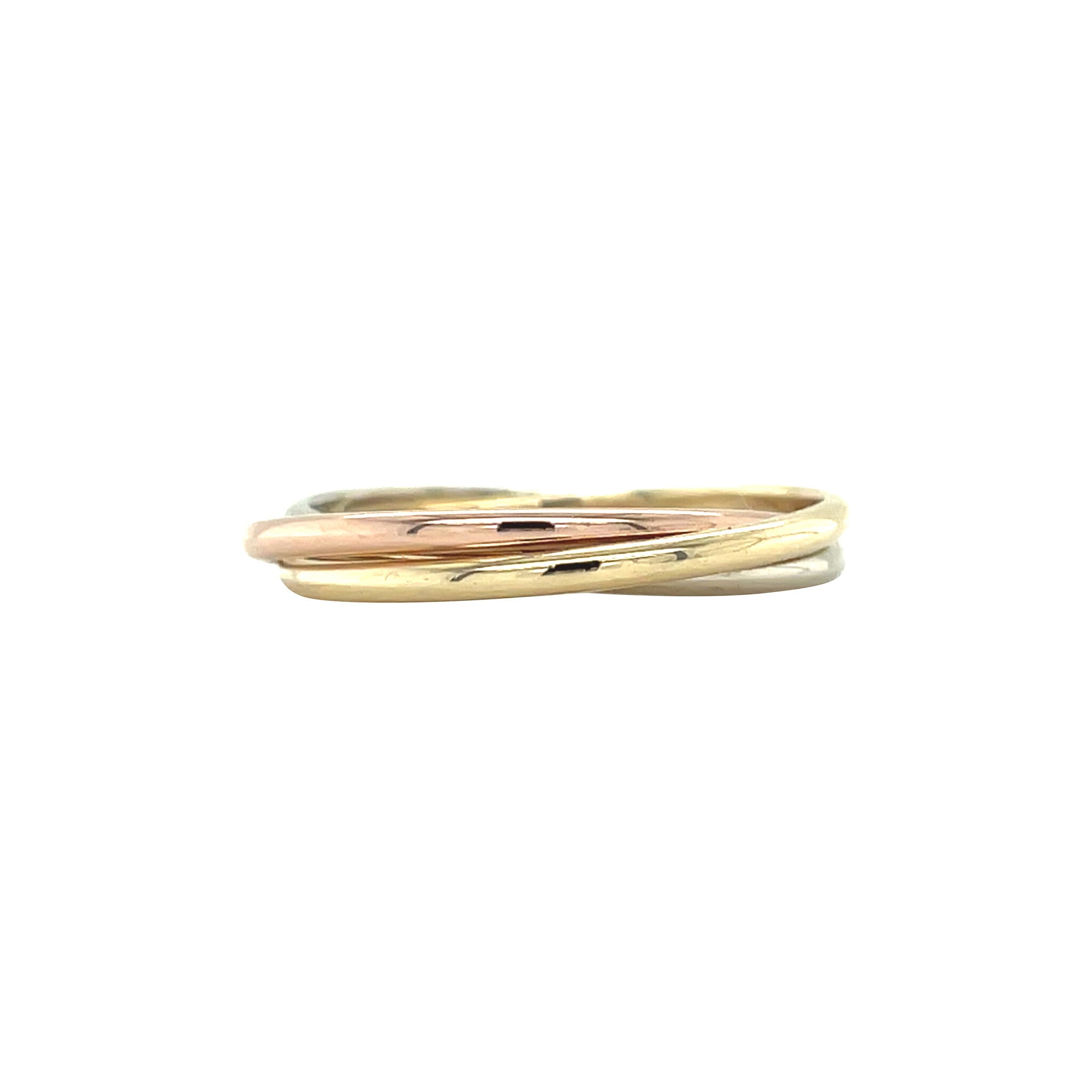 Tricolour gold trinity ring 14 karat