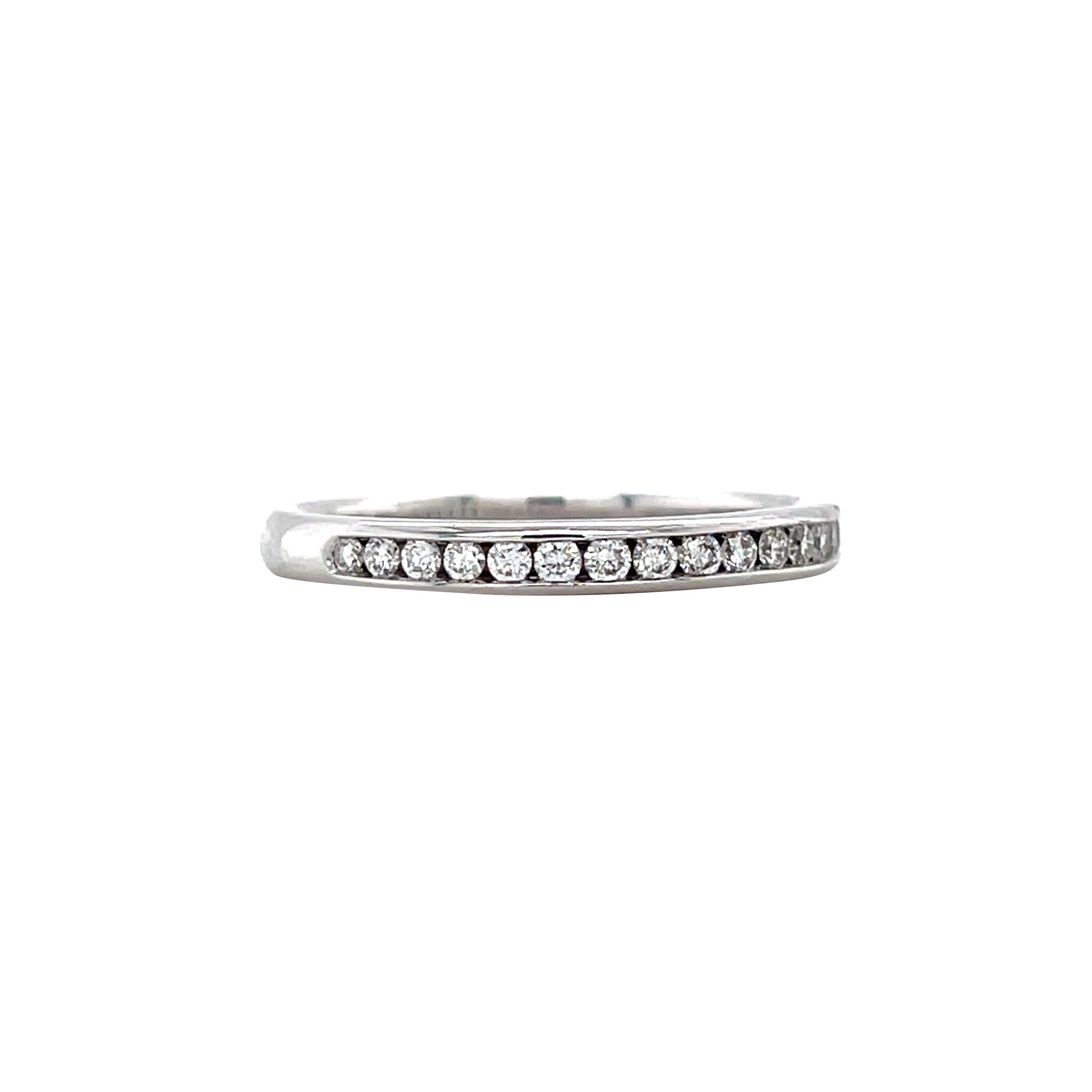 White gold rail ring with diamond 14 kt