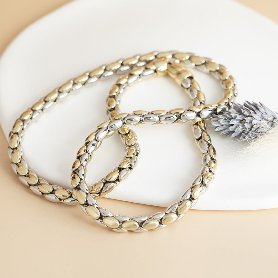 Gold choker bicolour 45 cm 14 karat