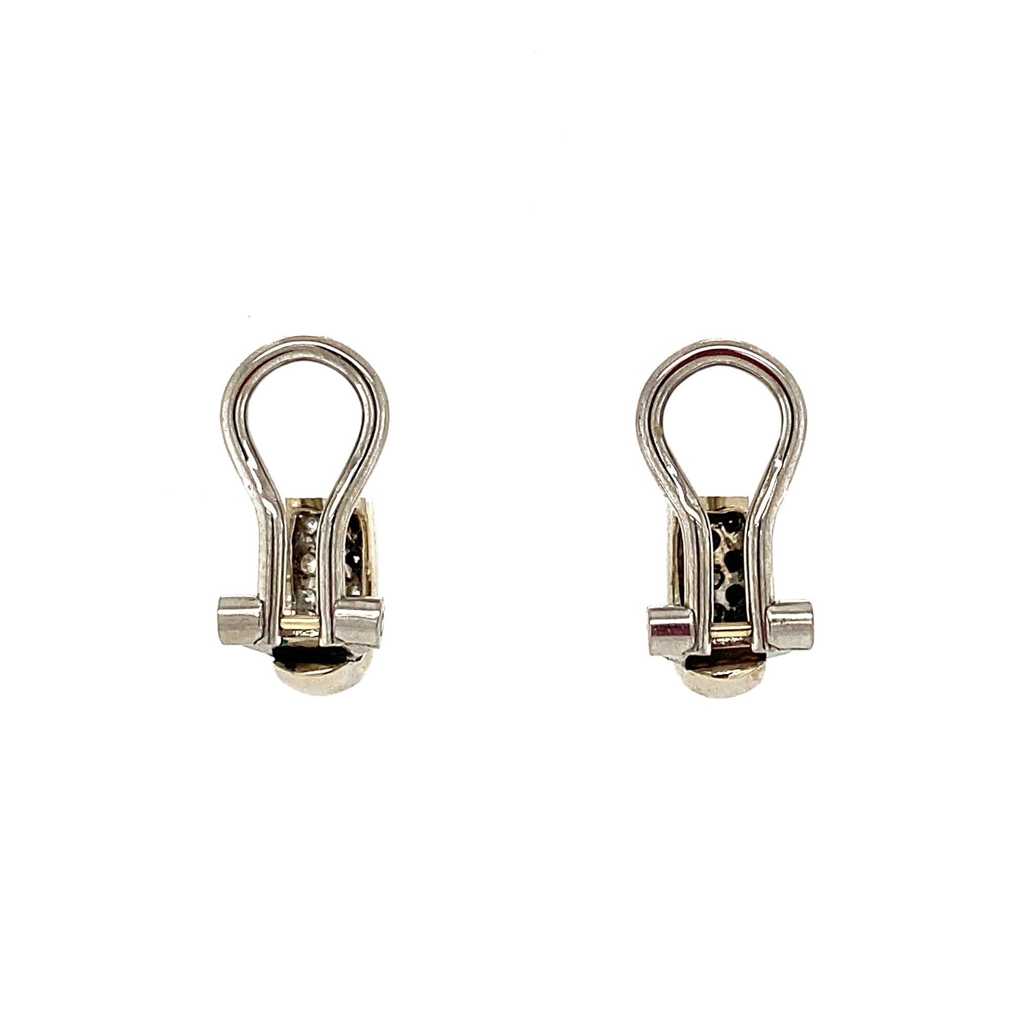 White gold ear clips with diamond and sapphire 14 kt