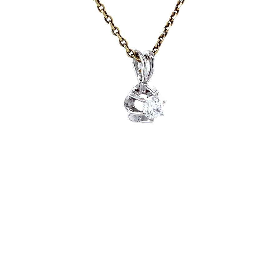 White gold solitaire pendant with diamond 14 karat