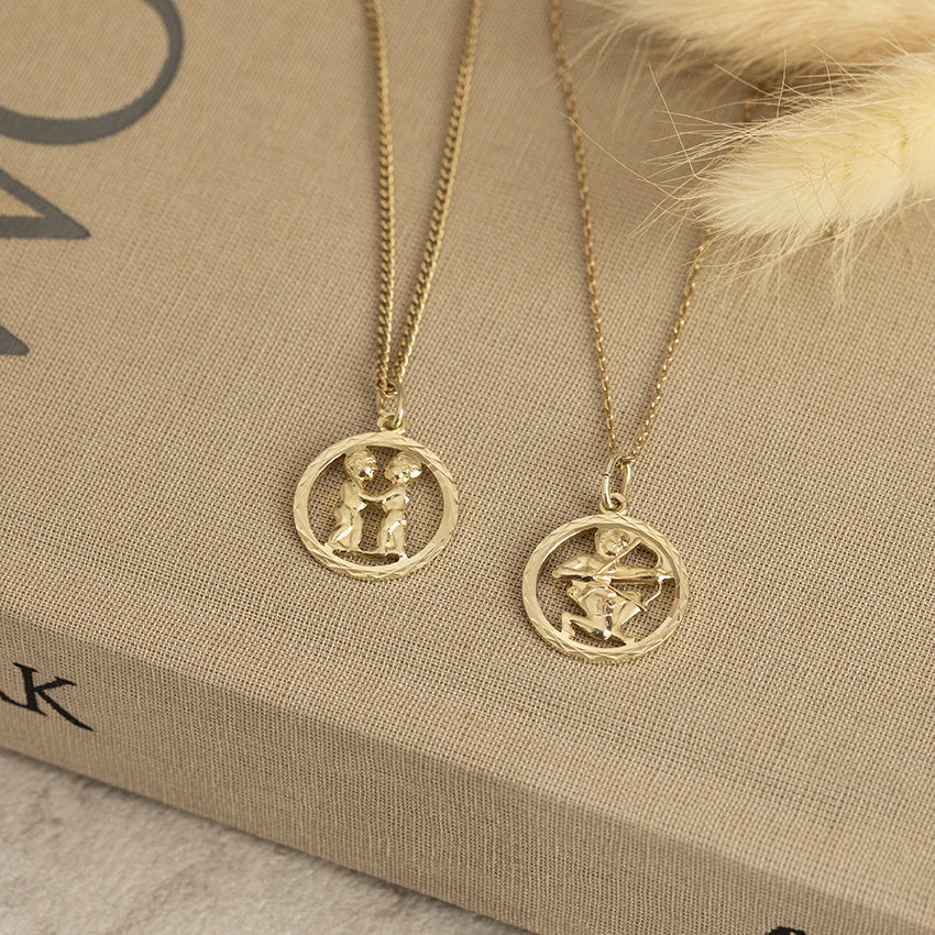 Golden zodiac pendant Sagittarius 14 karat