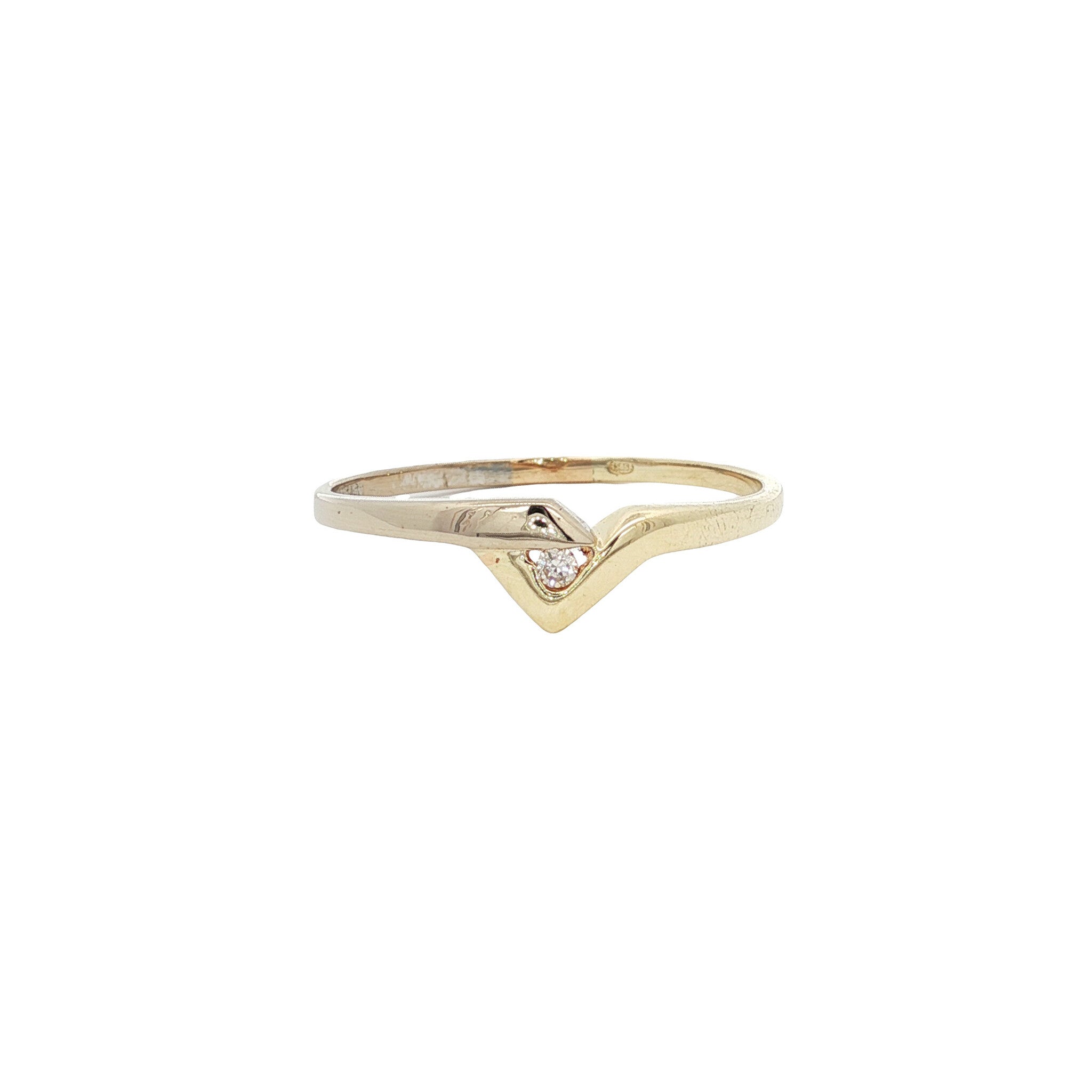 Golden ring with diamond 14 karat