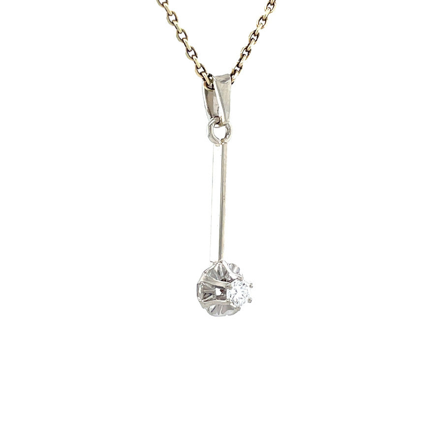 White gold pendant with diamond 14 kt