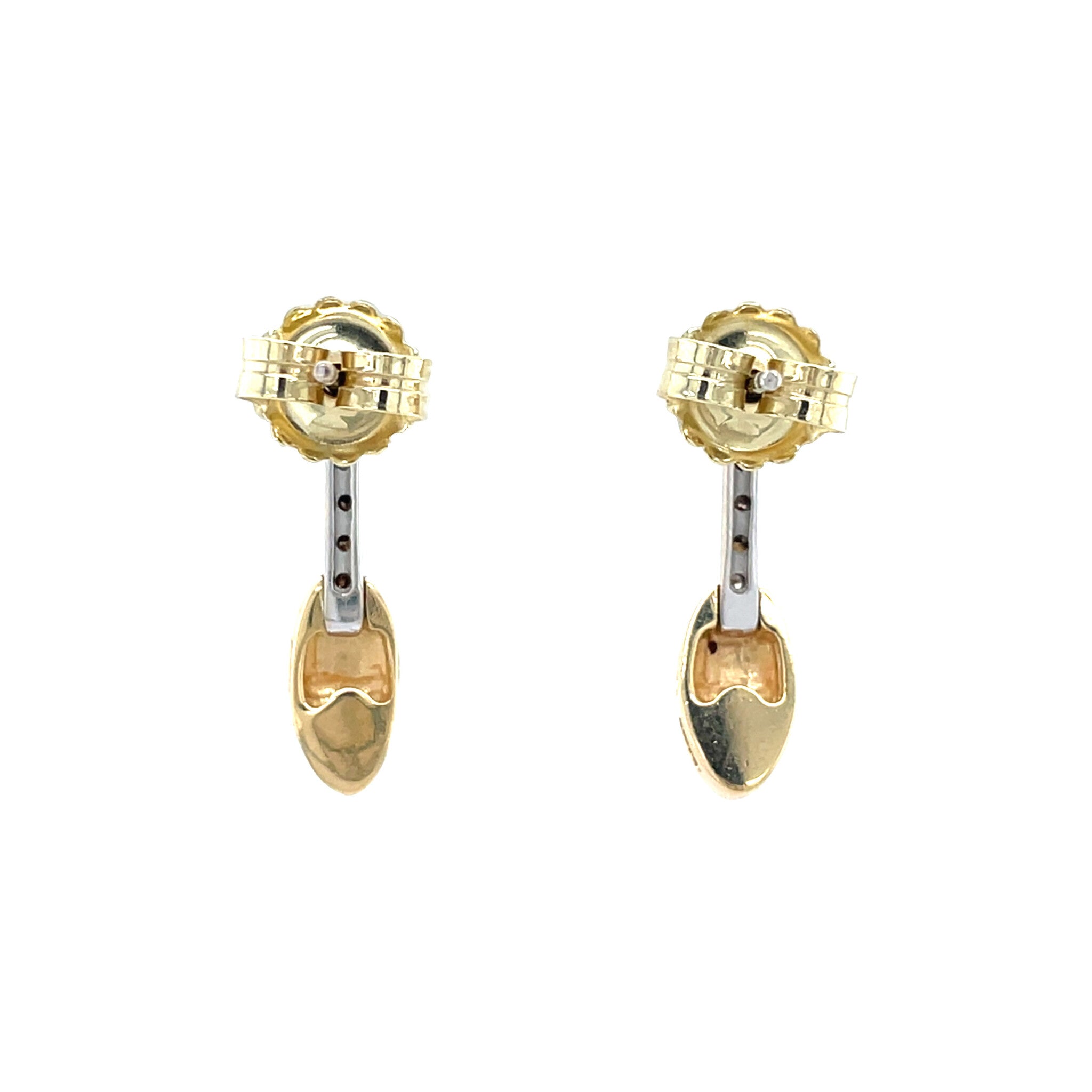 Bicolour gold stud earrings with diamond 18 kt