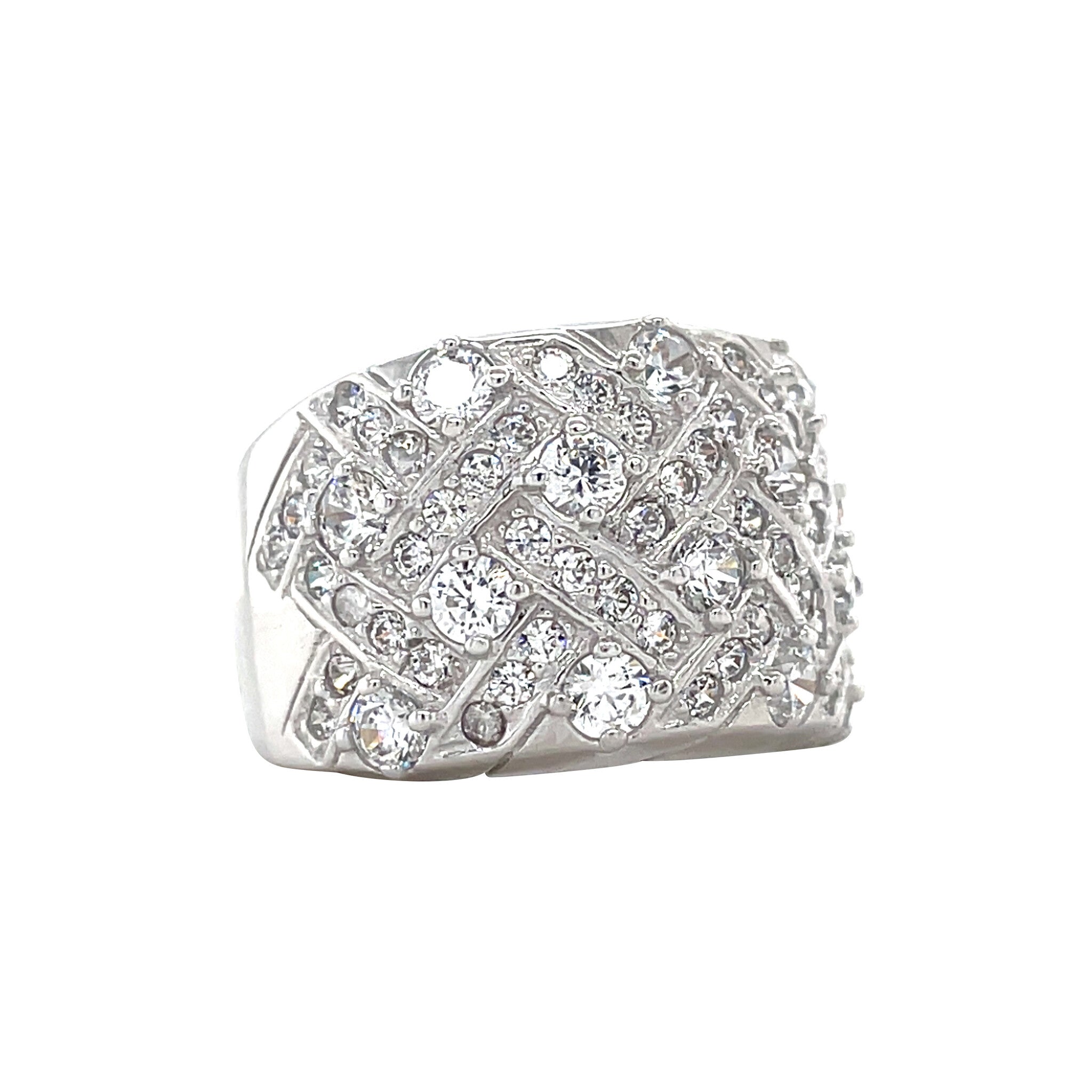 White gold ring with zirconia 14 karat