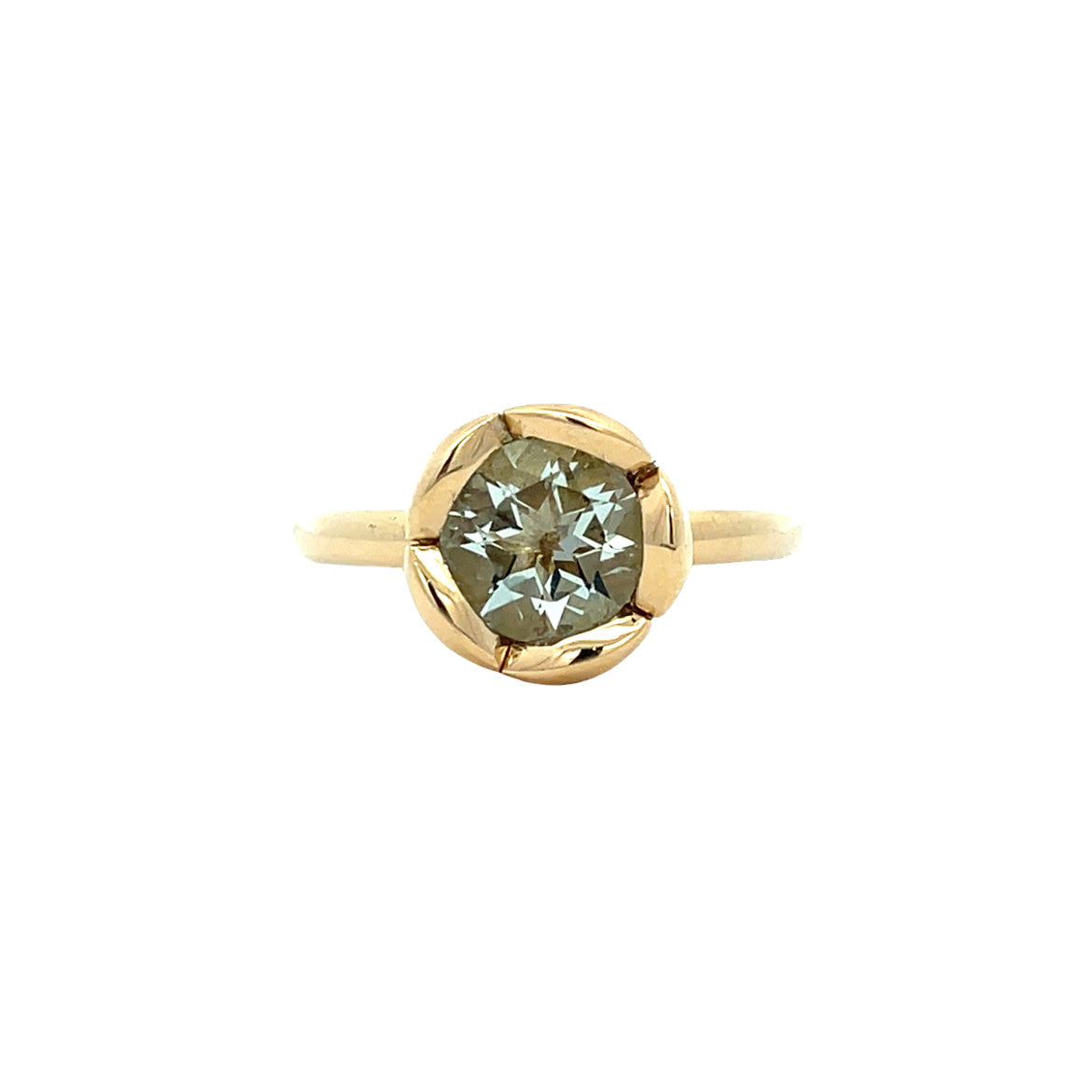 Golden Bron ring with prasiolite 18 karat