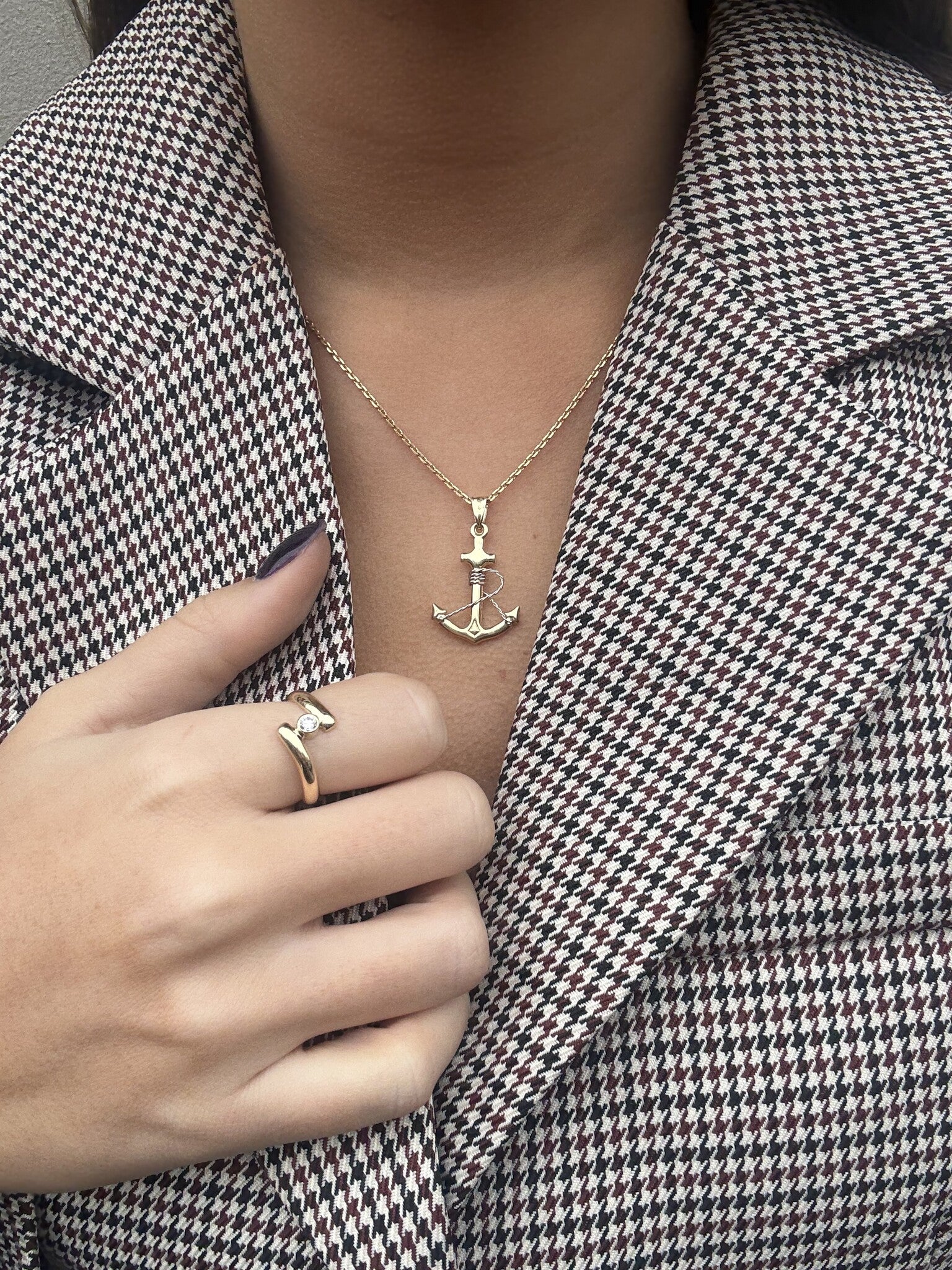 Gold anchor pendant 14 karat