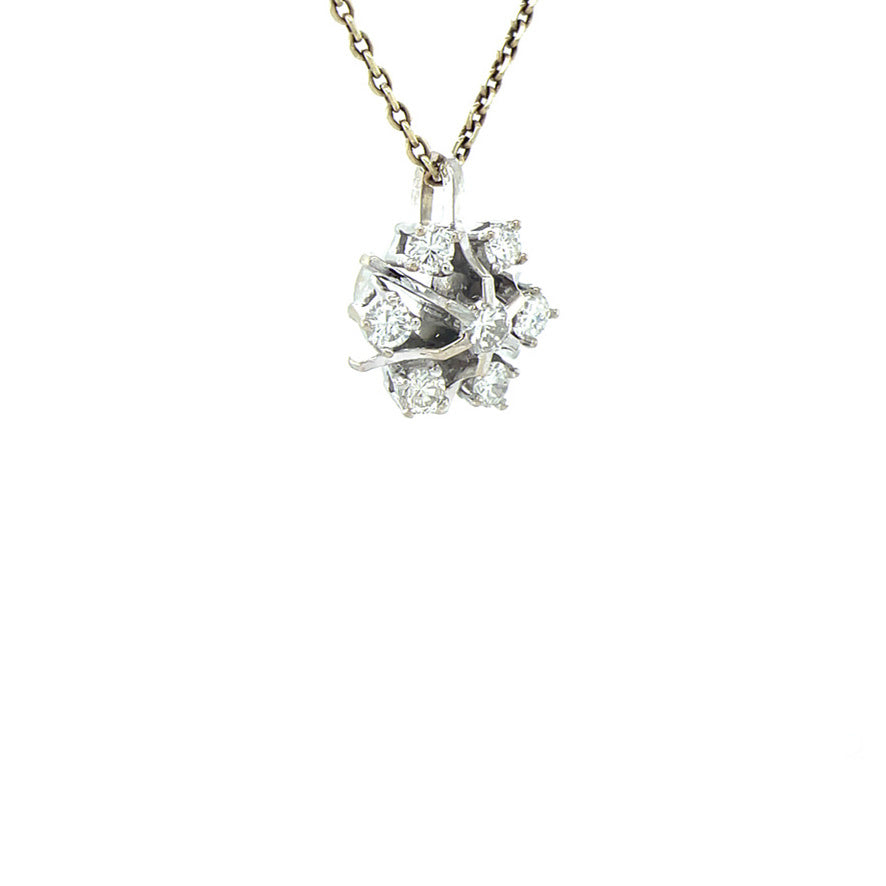 White gold entourage pendant with diamond 14 karat