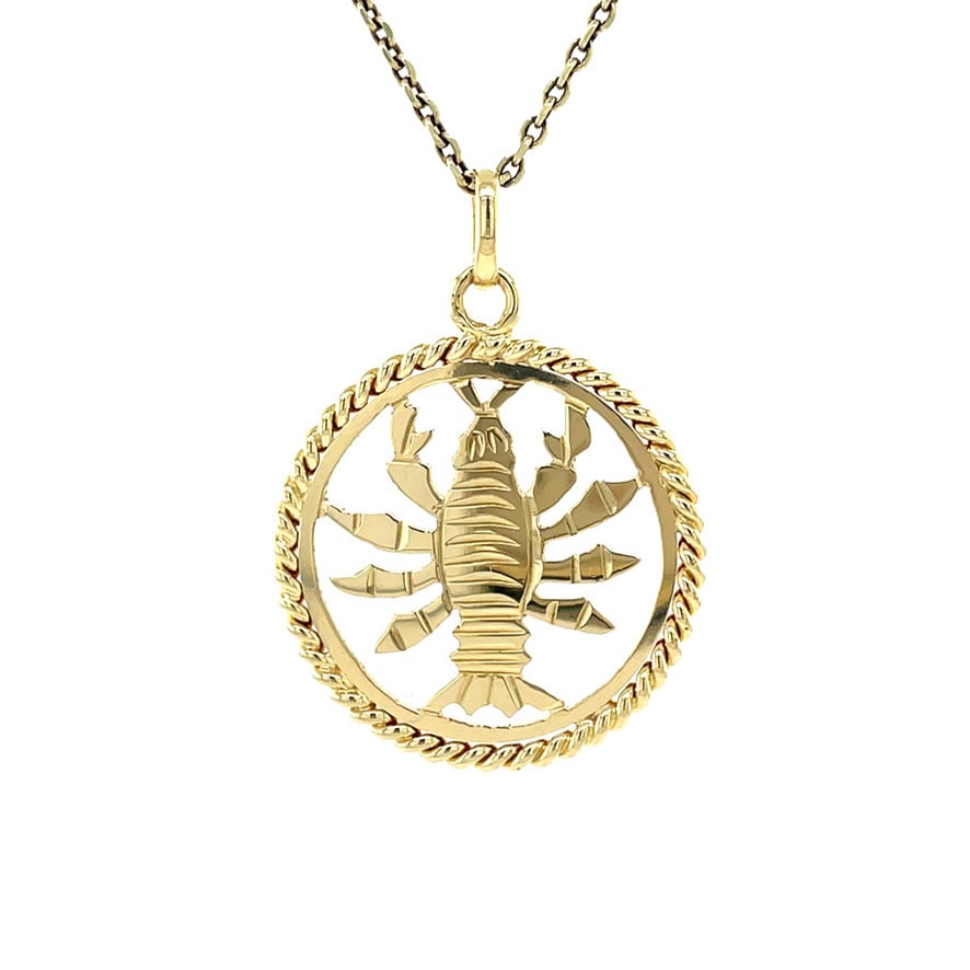 Gold pendant zodiac sign Cancer 14 karat
