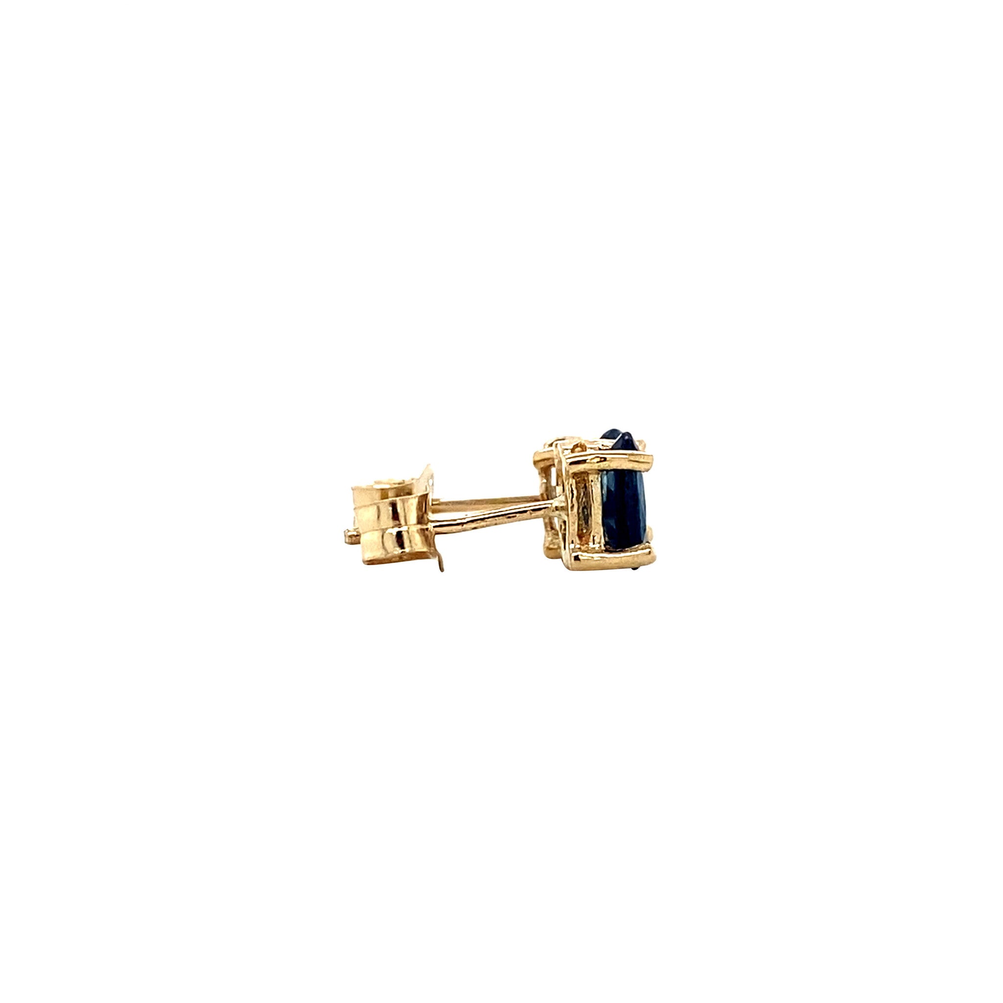 Gold solitaire stud earrings with sapphire 14 karat* new