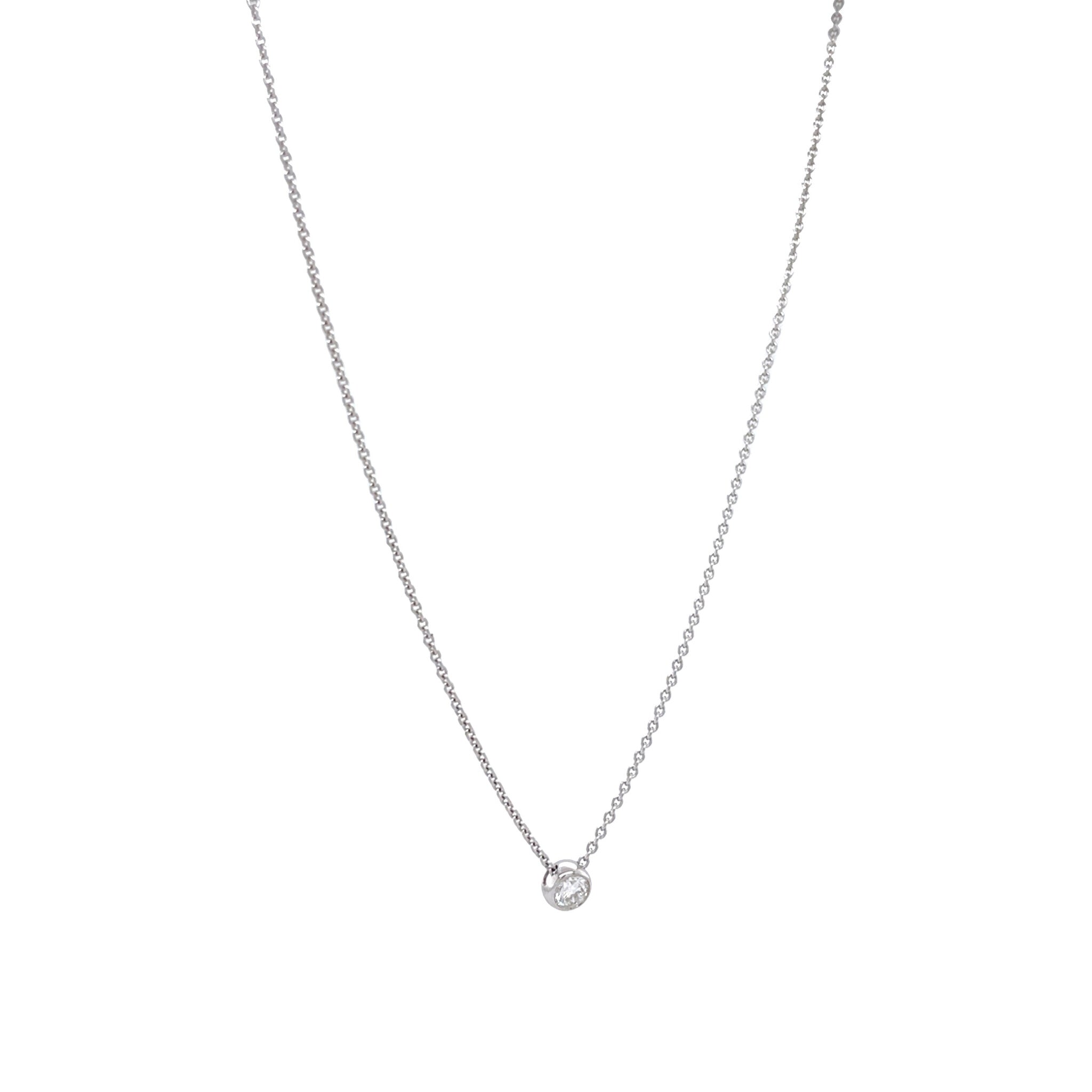 White gold solitaire necklace with diamond 14 kt