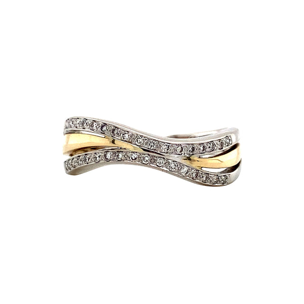 Bicolour gouden ring met diamant 14 karaat