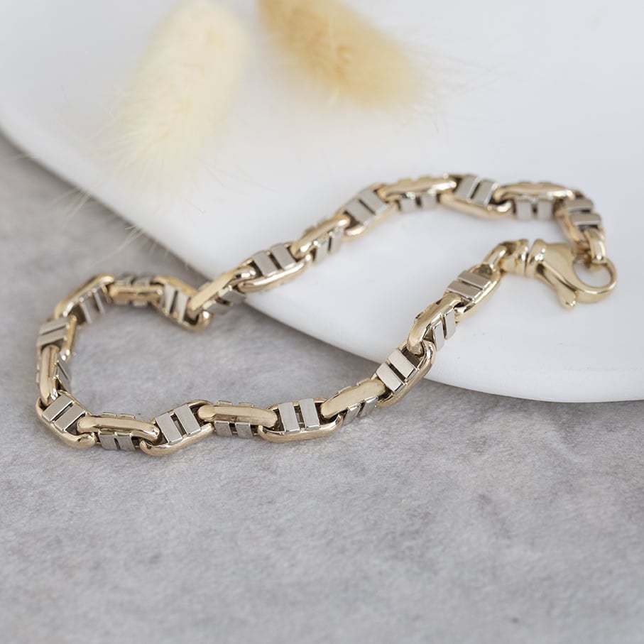Gold bracelet bicolour 20 cm 14 karat