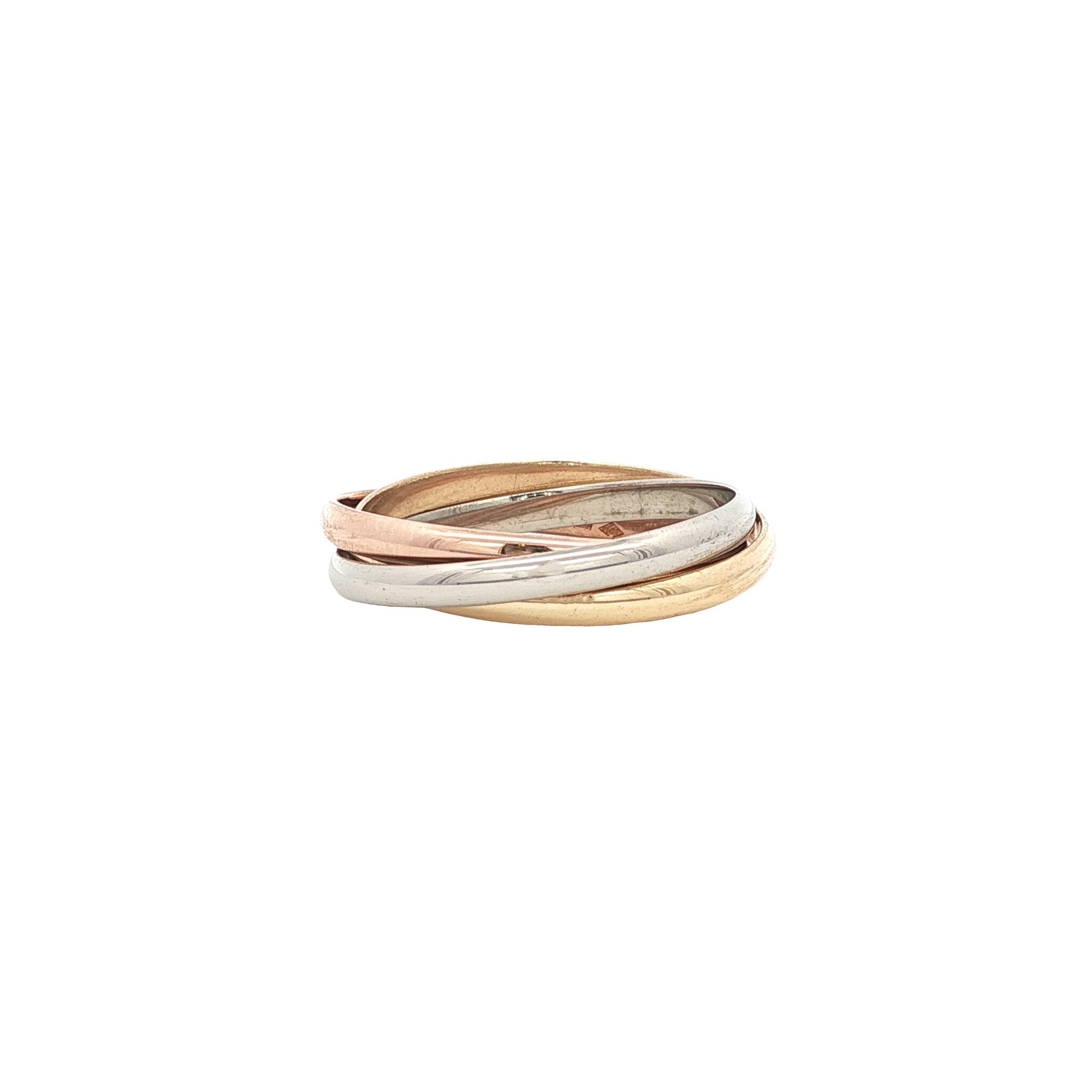 Tricolour gold trinity ring 18 karat