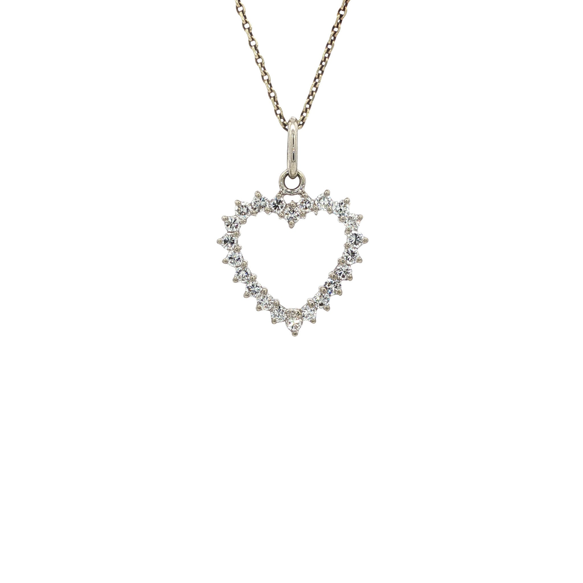 White gold heart pendant with diamond 18 karat