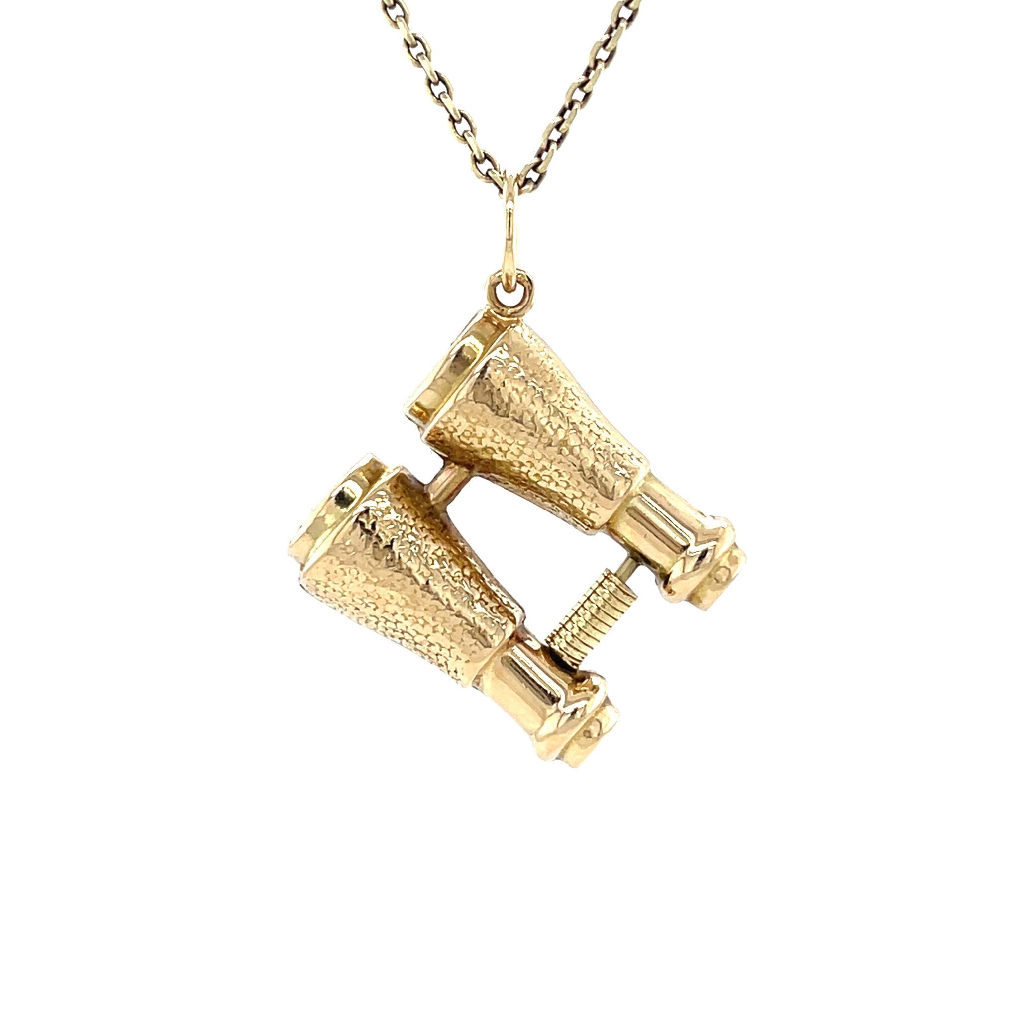 Gold binocular pendant 14 karat