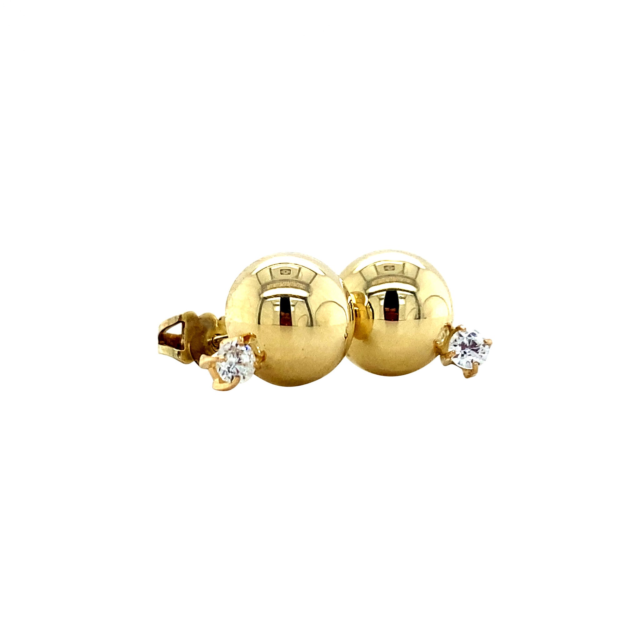 Gold stud earrings with zirconia 14 karat