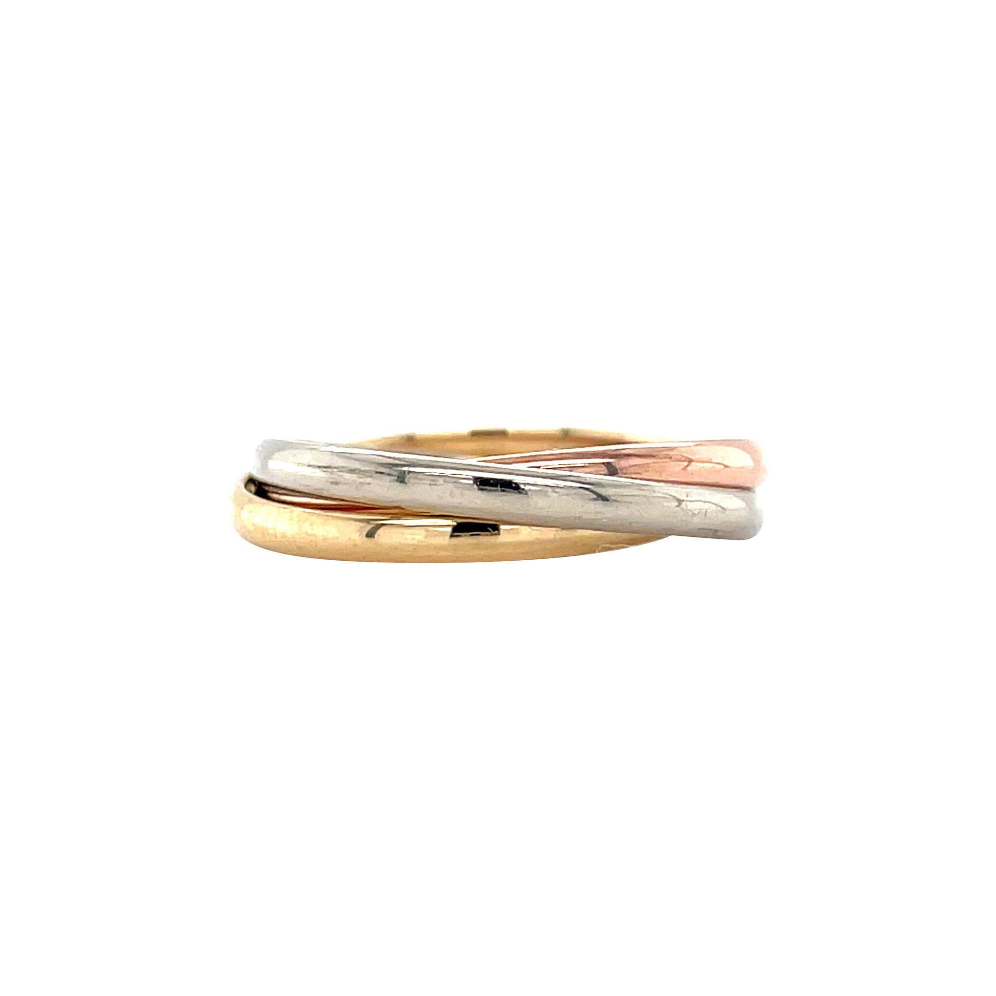 Tricolour gold trinity ring 14 karat