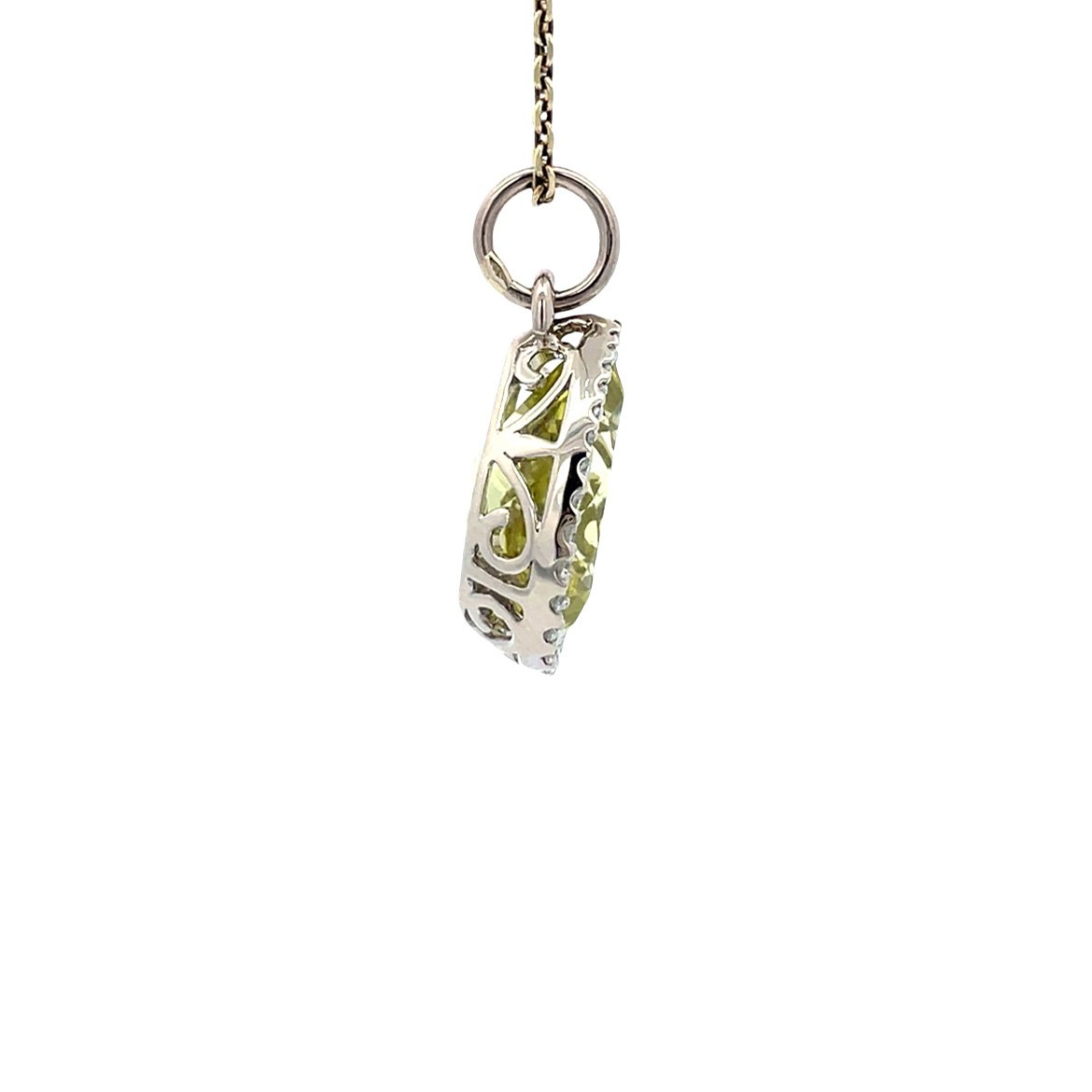 White gold pendant with citrine and diamond 14 karat