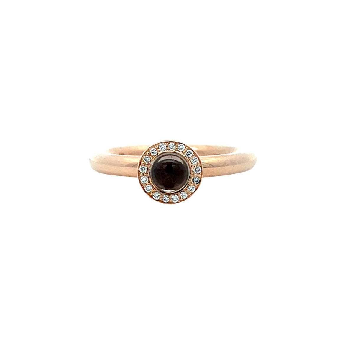 Rose gold Bron ring with quartz and diamond 14 karat