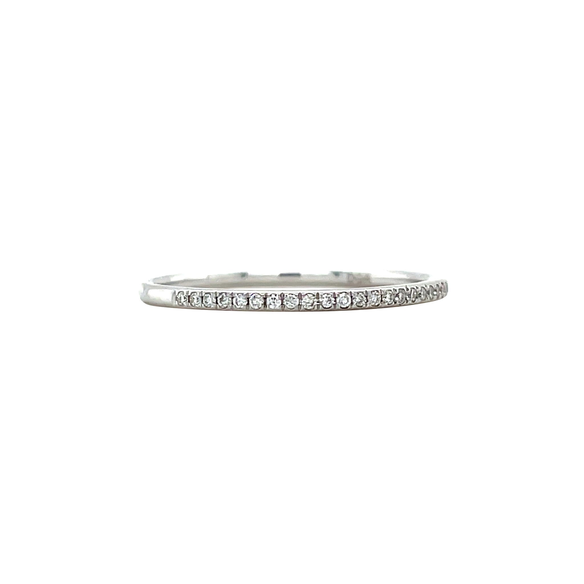 White gold row ring with diamond 14 kt