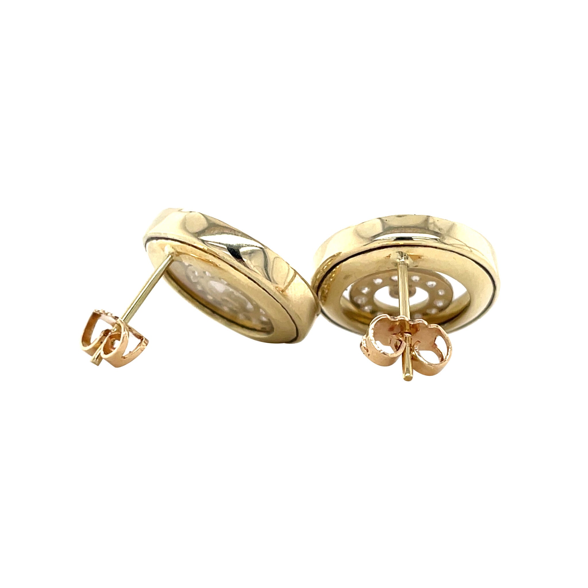 Gold stud earrings with zirconia 14 karat