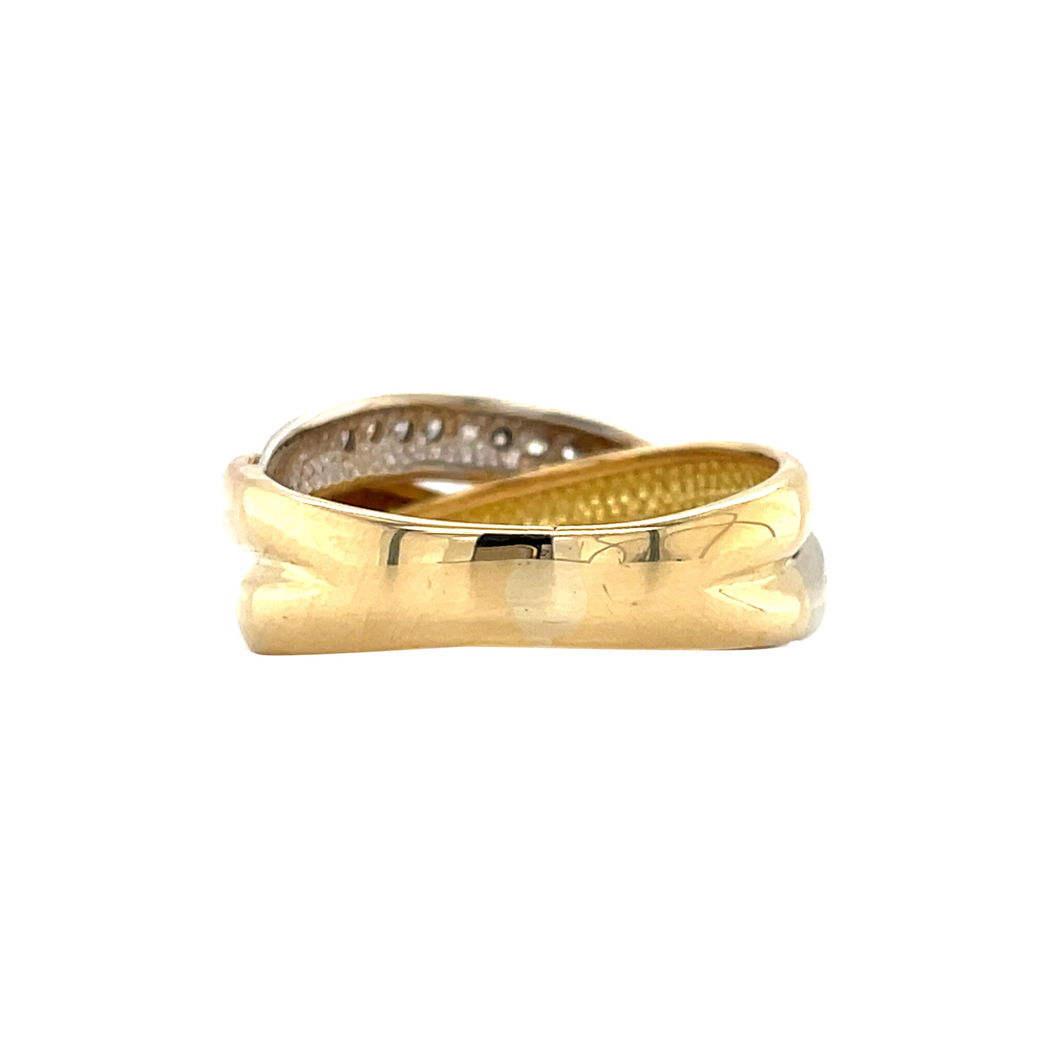 Tricolour gold ring with diamond 18 karat