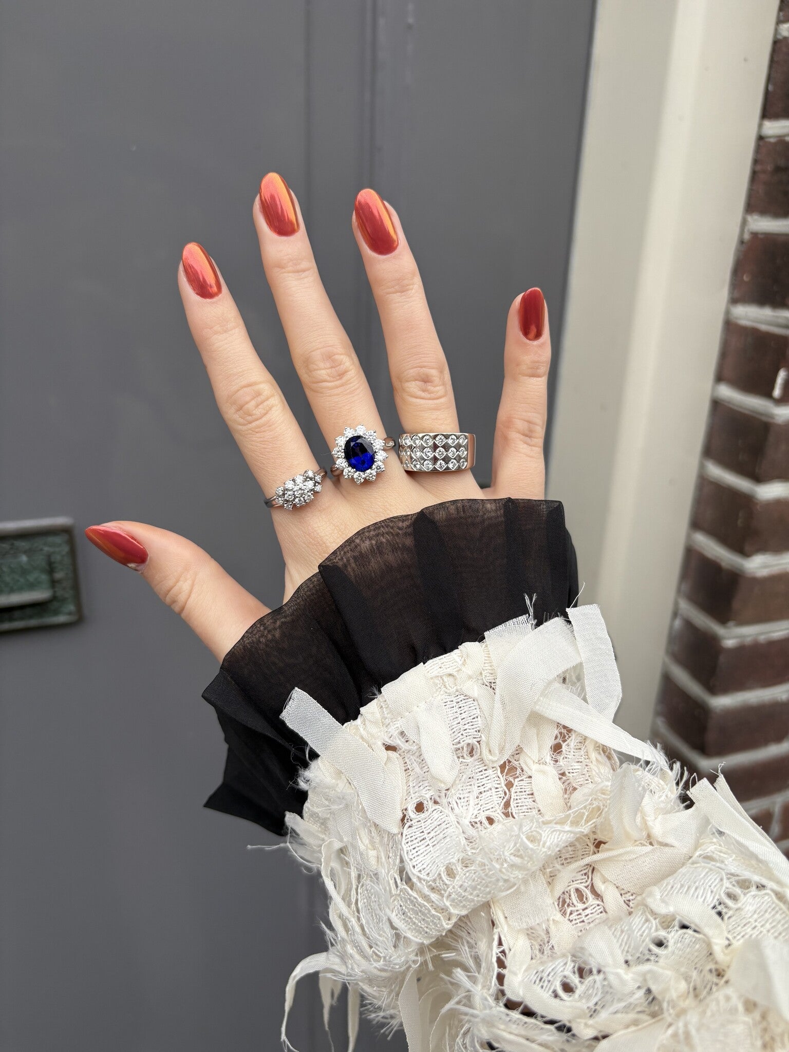 White gold ring with diamond 14 karat