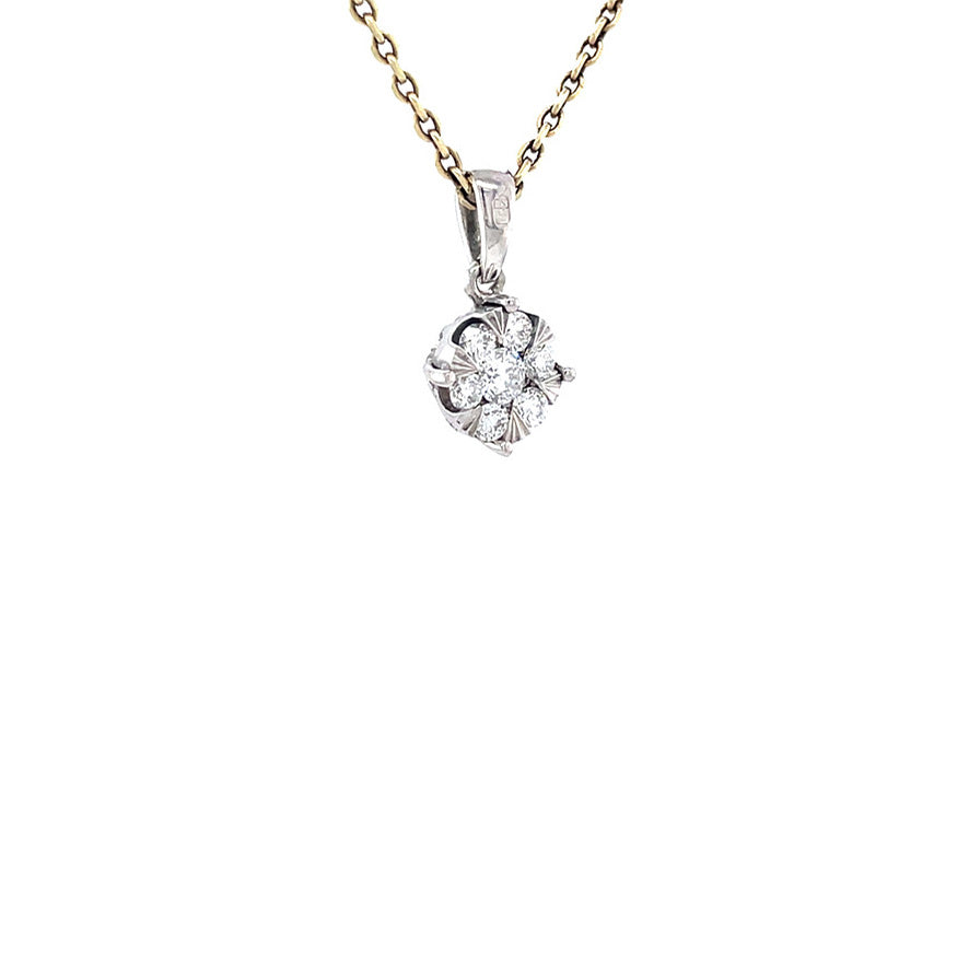 White gold entourage pendant with diamond 14 karat