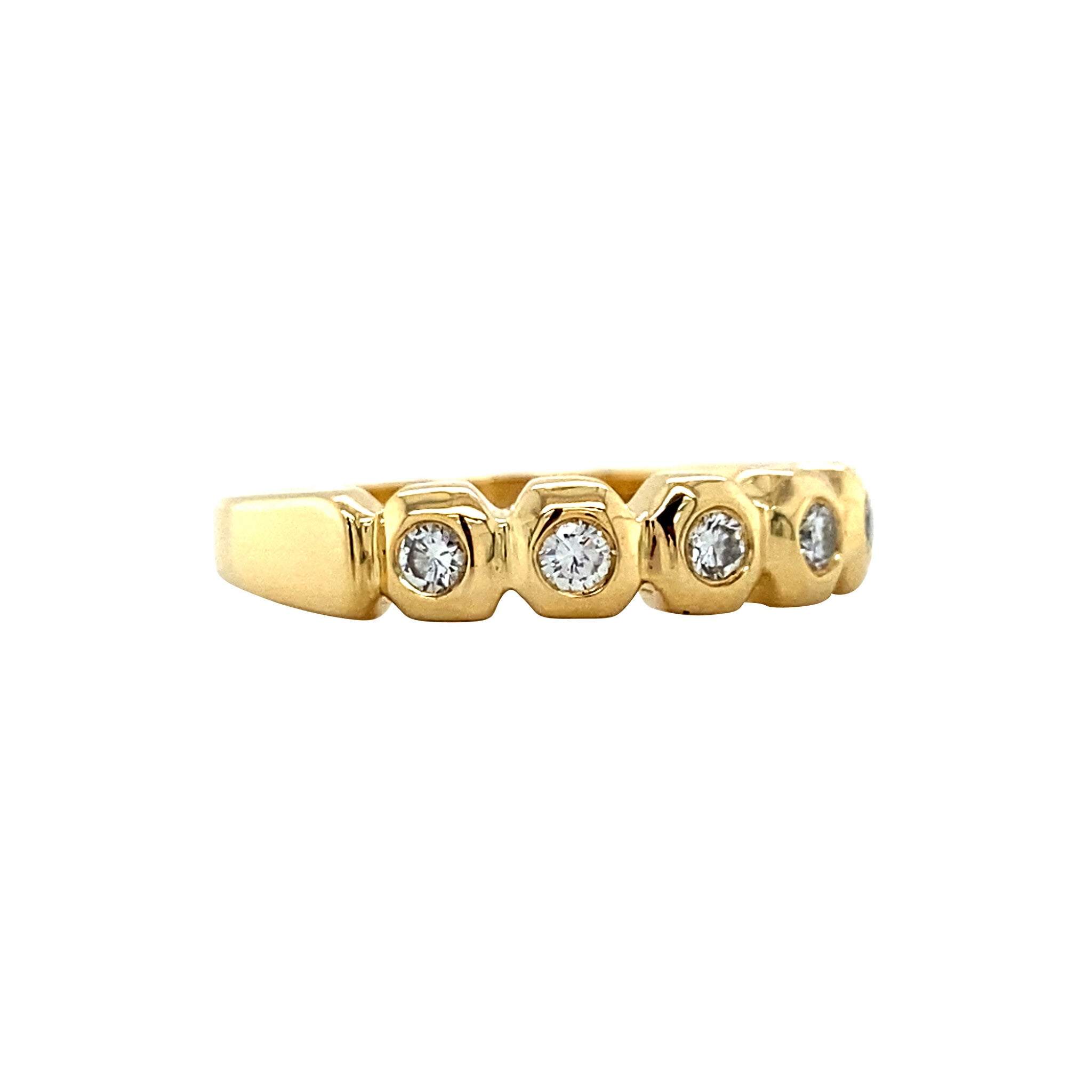 Gold row ring with diamond 18 karat