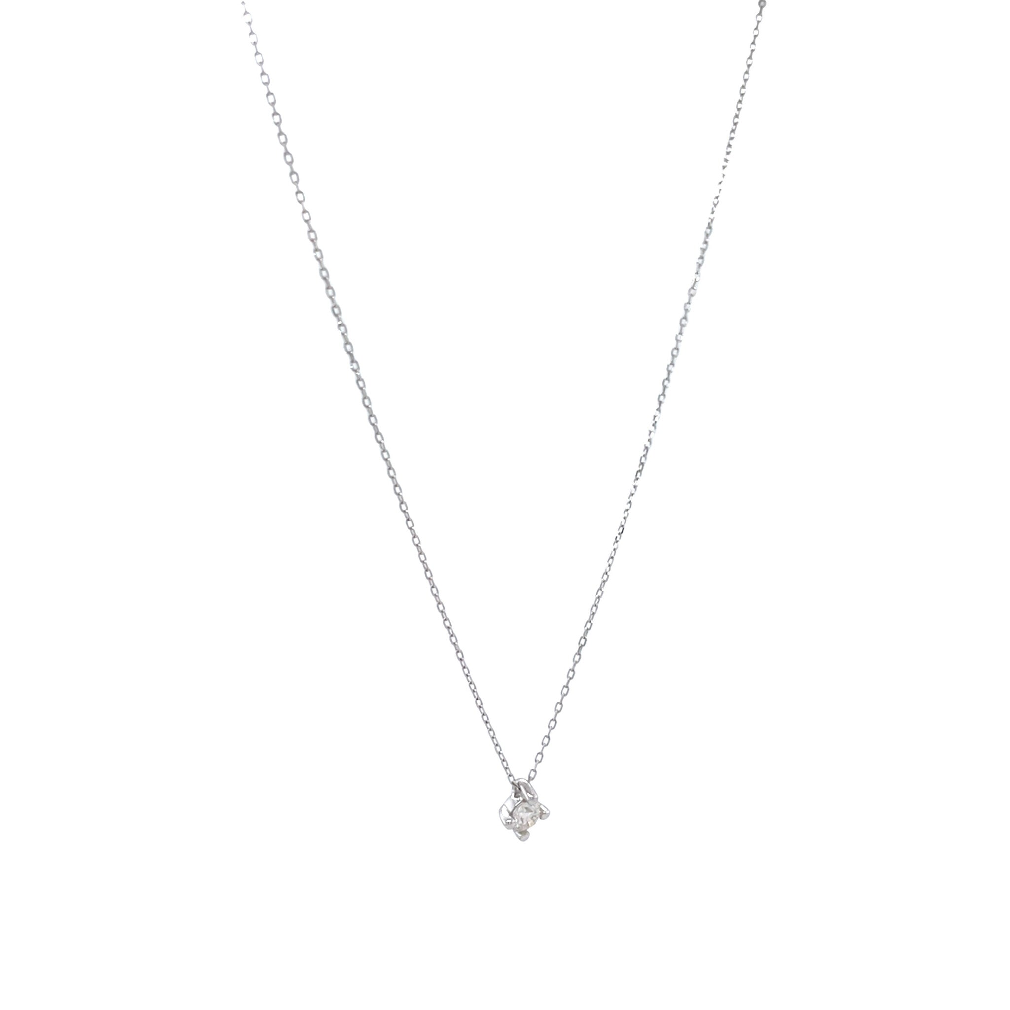 White gold solitaire necklace with diamond 14 kt