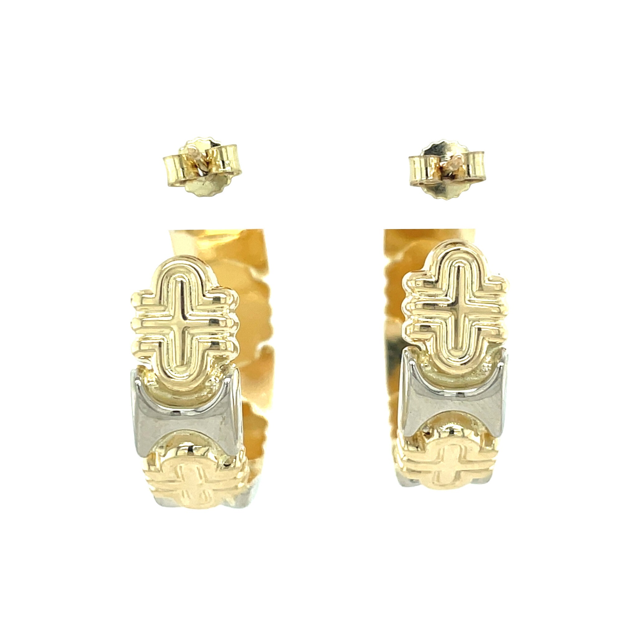 Gold stud earrings bicolour 14 karat