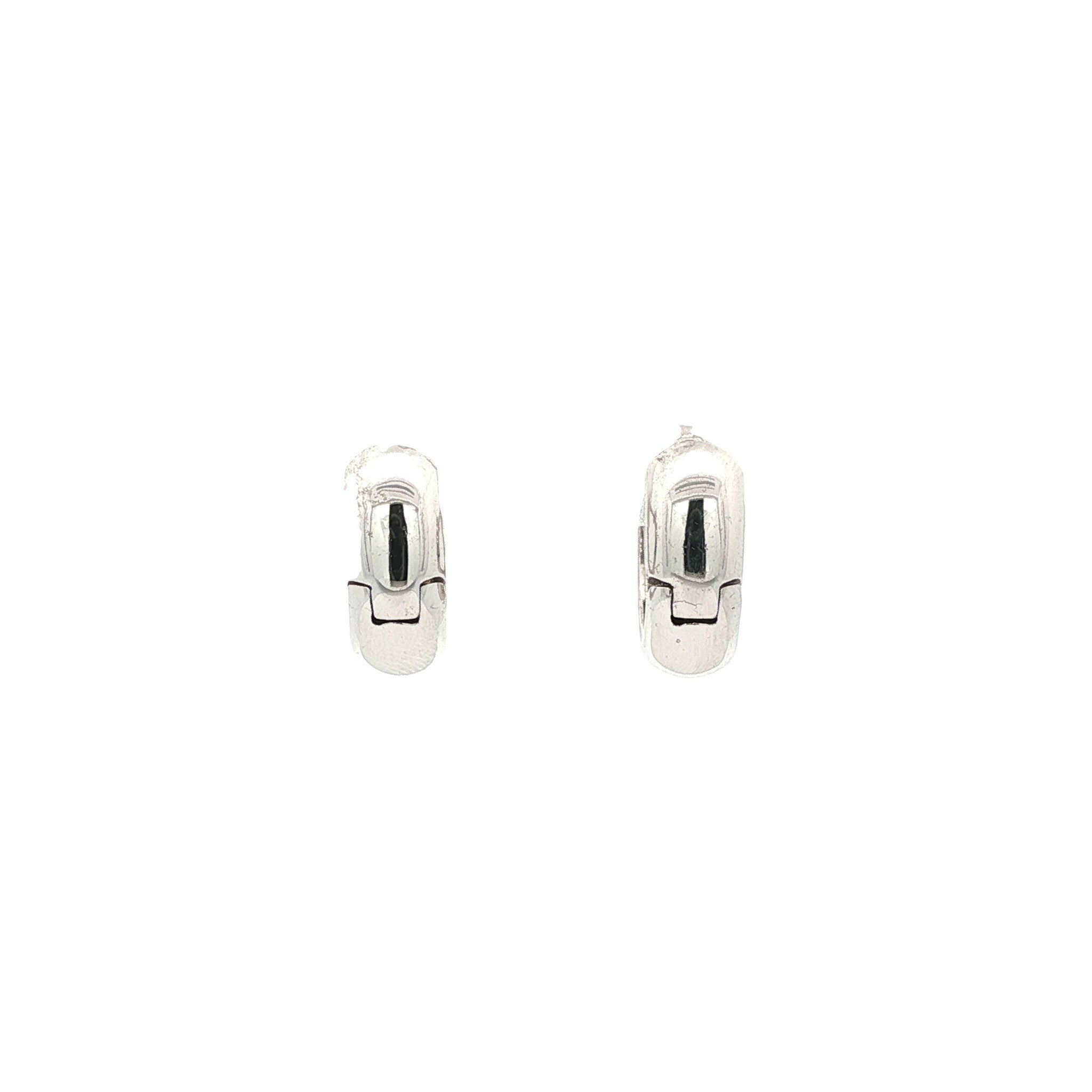 18 karat white gold hinged hoop earrings with diamond