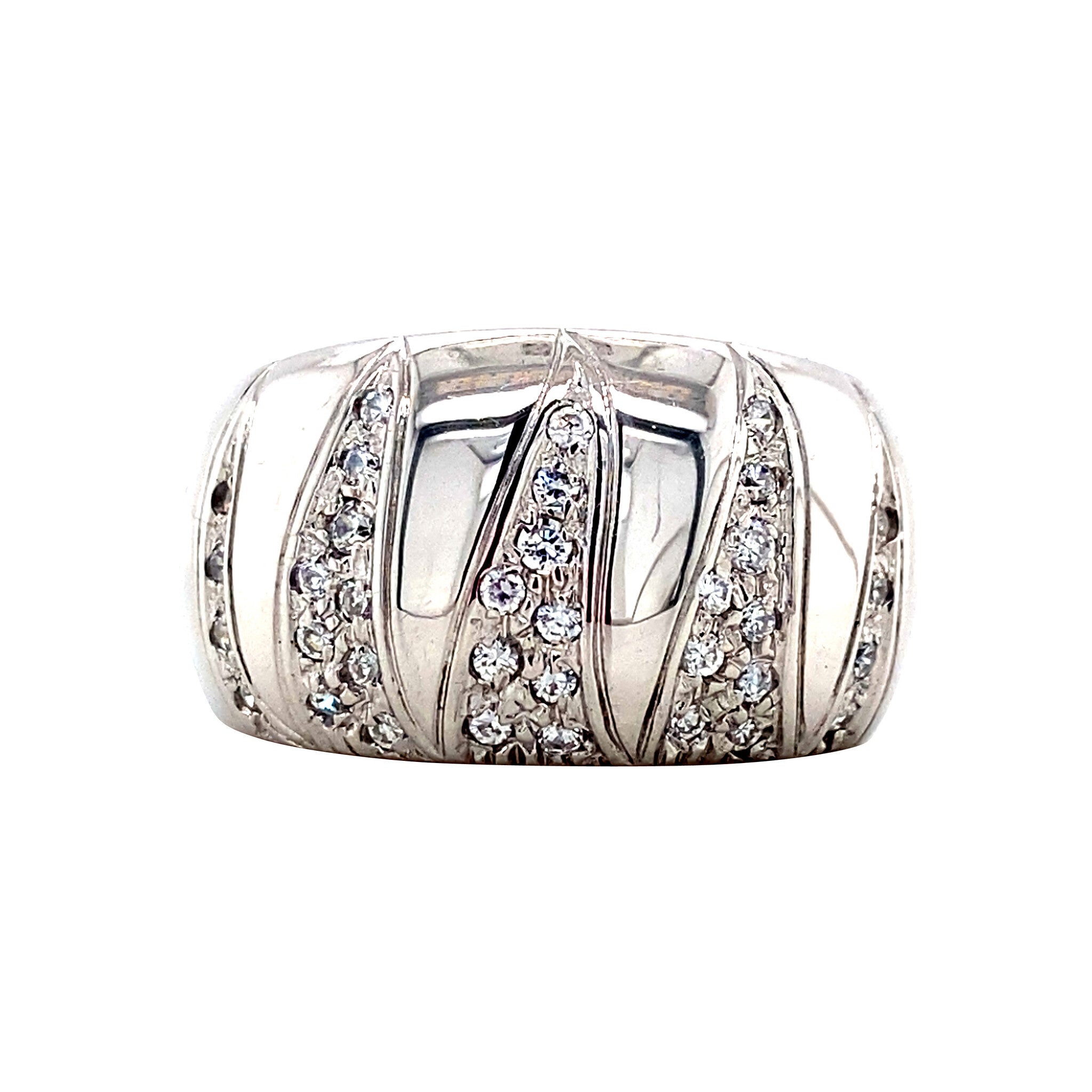 White gold ring with zirconia 18 karat