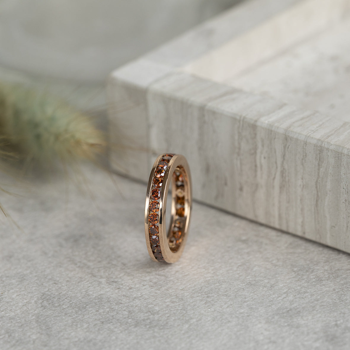 Rose gold alliance Bigli ring with diamond 18 kt