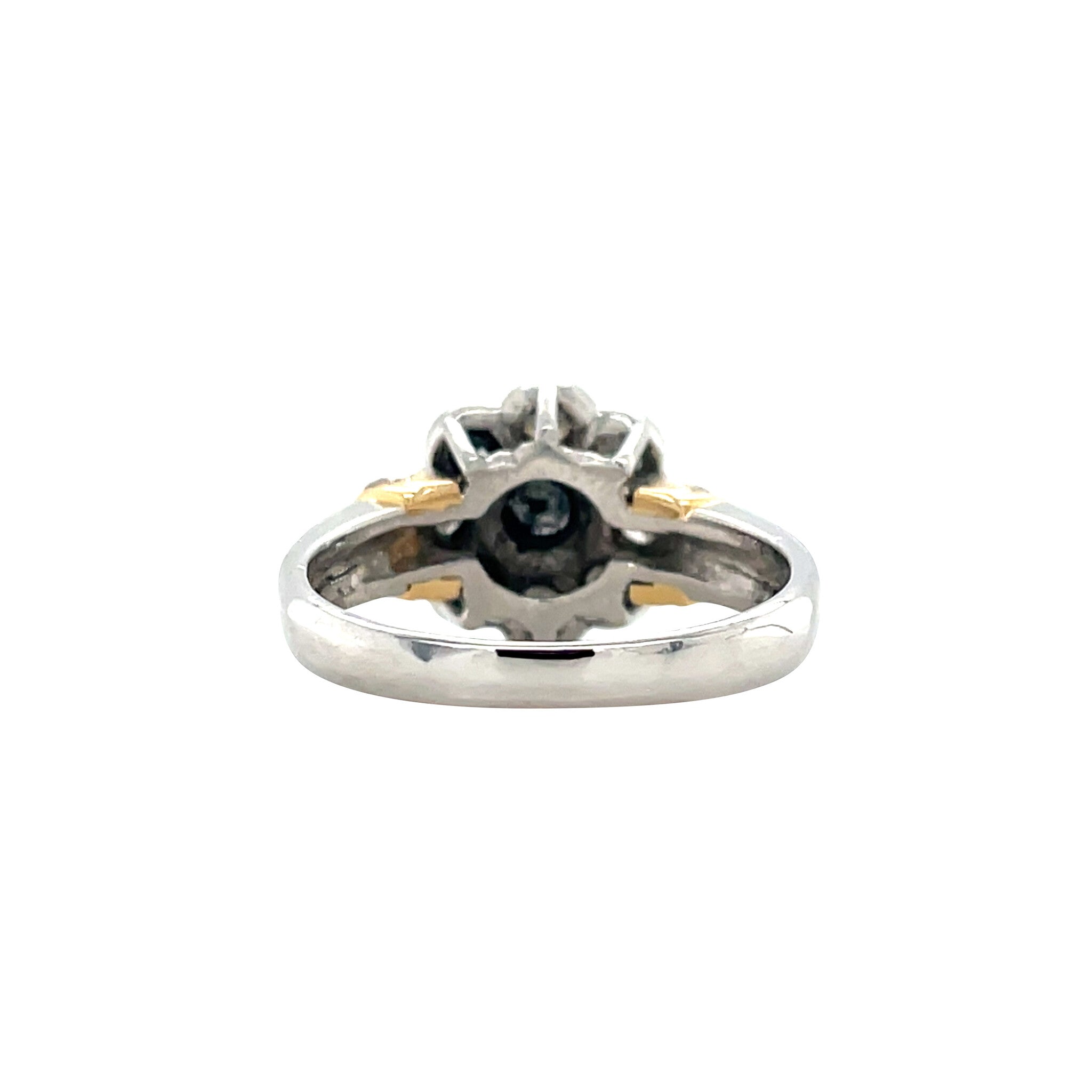 Platina entourage ring met diamant 900/18 krt