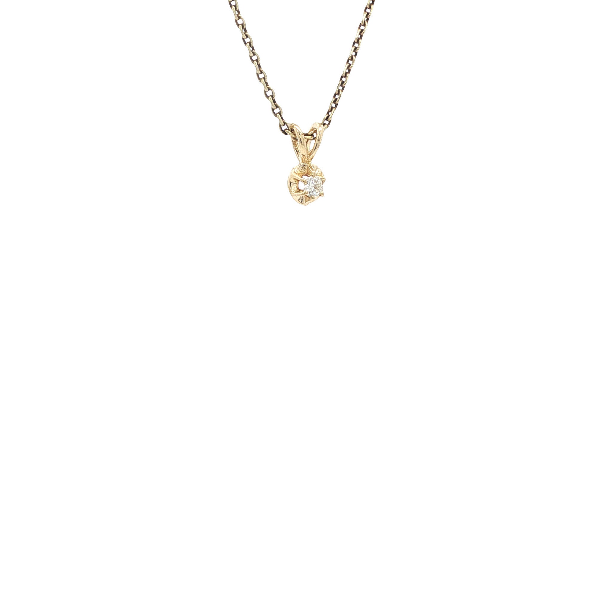 Gouden solitair hanger met diamant 14 karaat