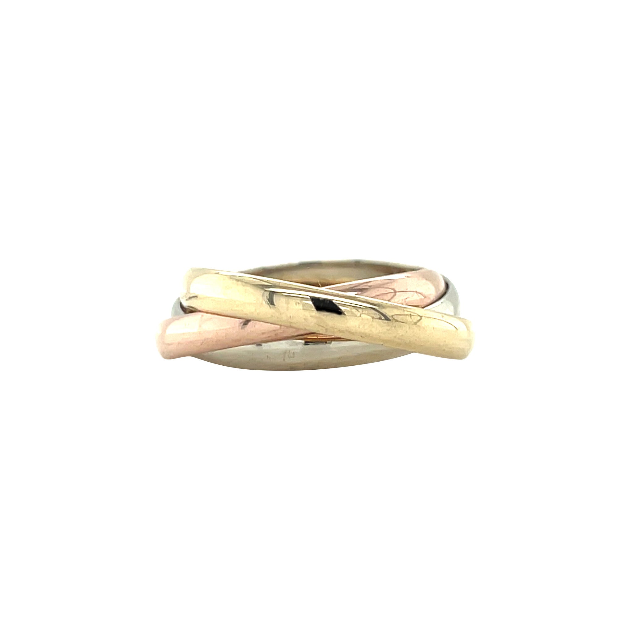 Tricolour golden trinity ring 14 karat