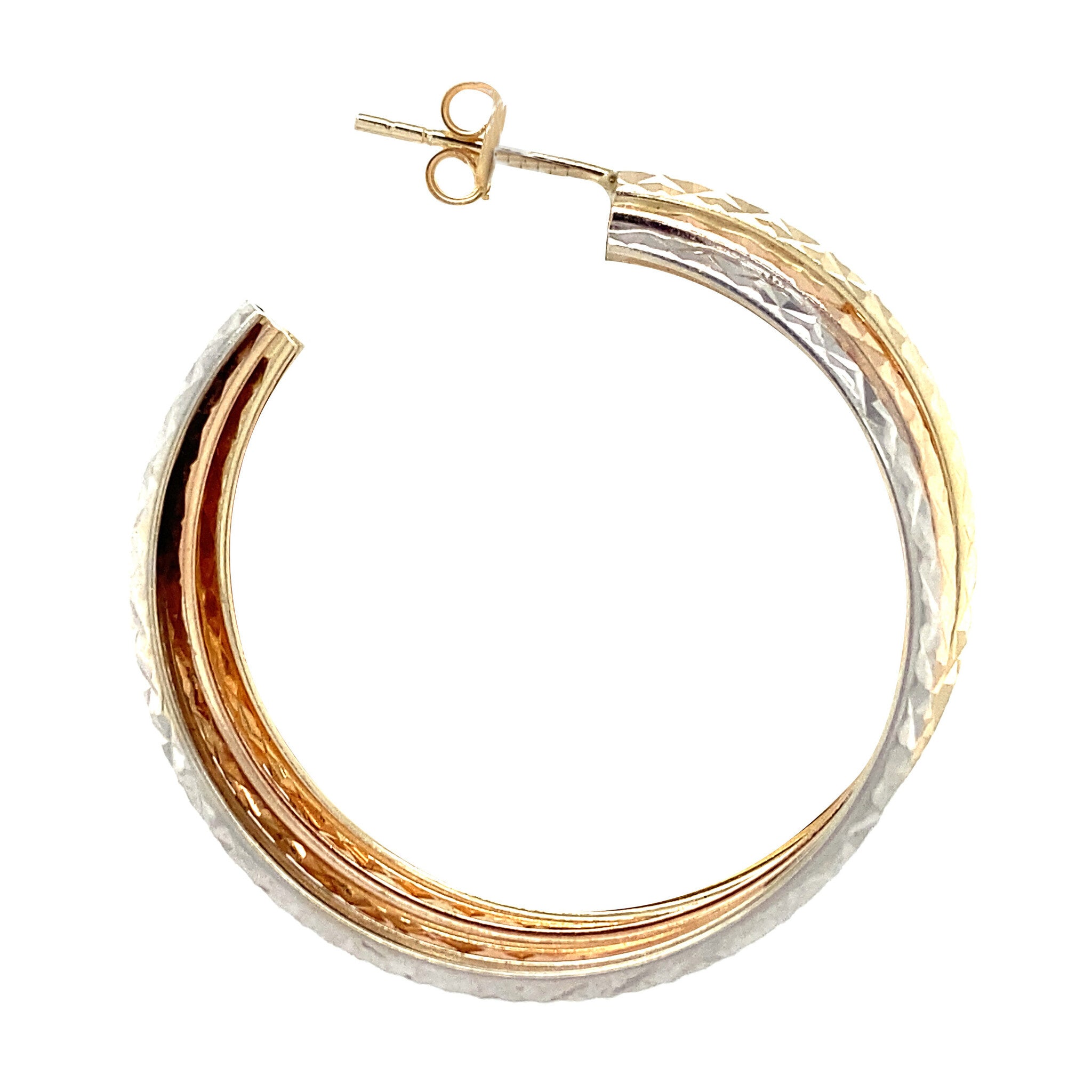 Tricolour gold half-hoops 14 kt