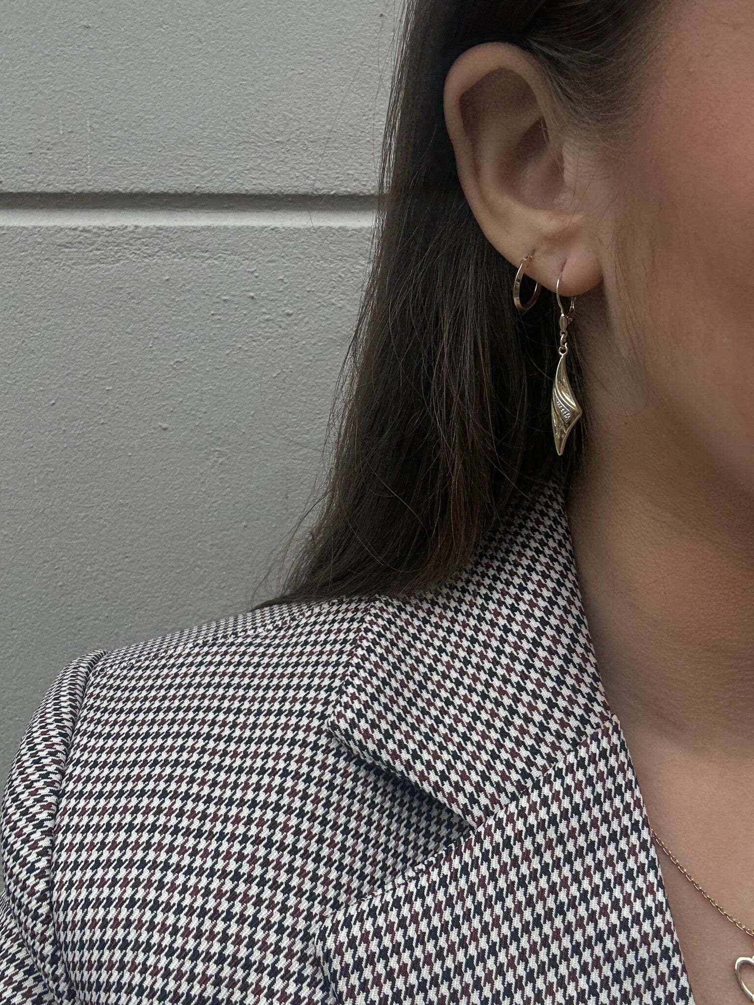 Gold earrings with diamond 14 karat