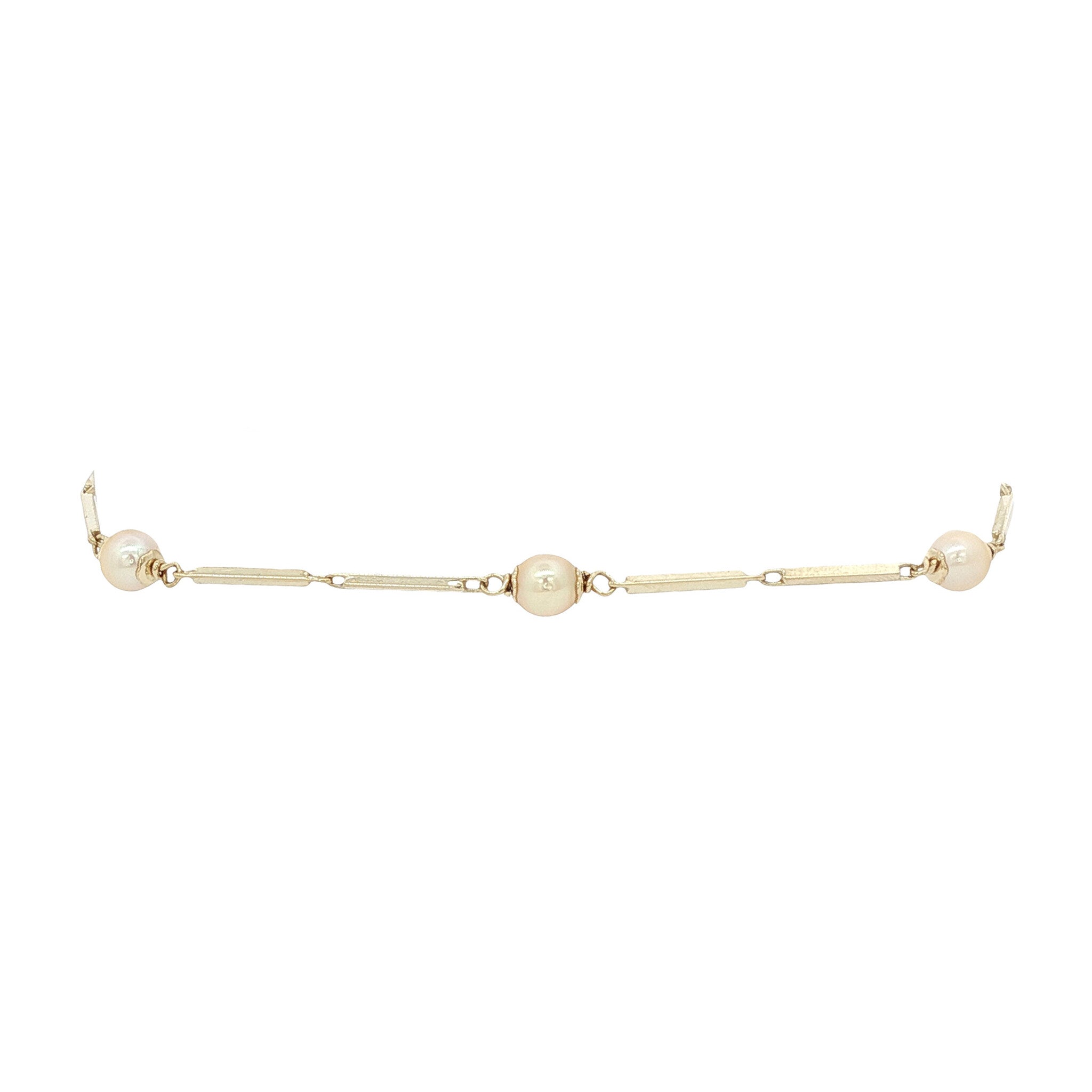 Gouden armband met parels 20.5 cm 14 karaat