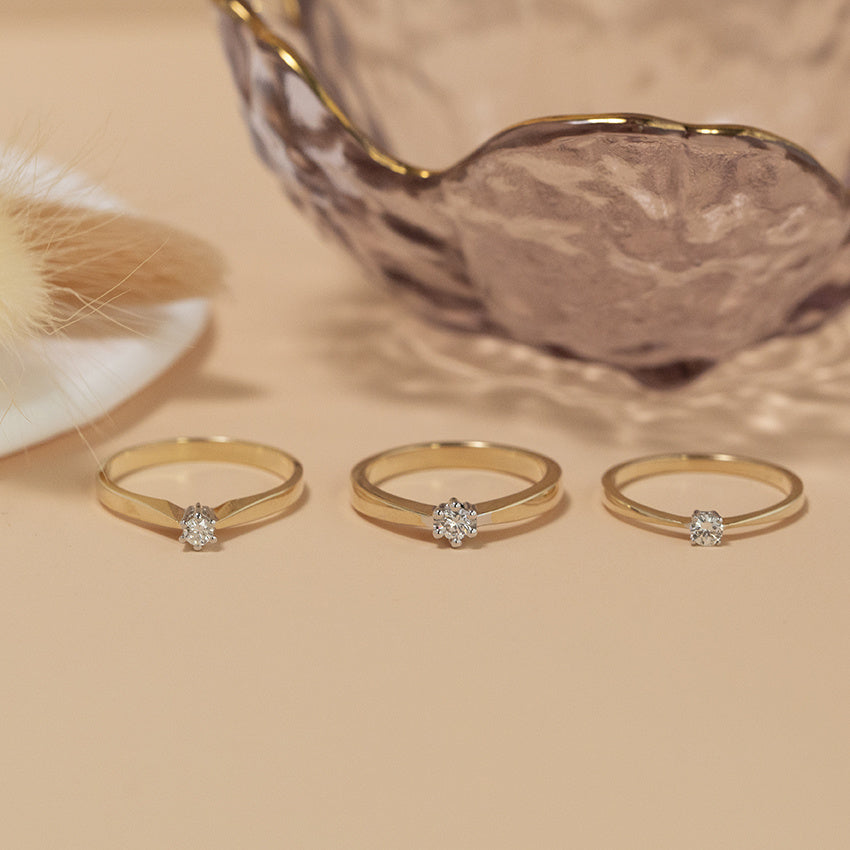 Gold solitaire ring with diamond 14 karat* new