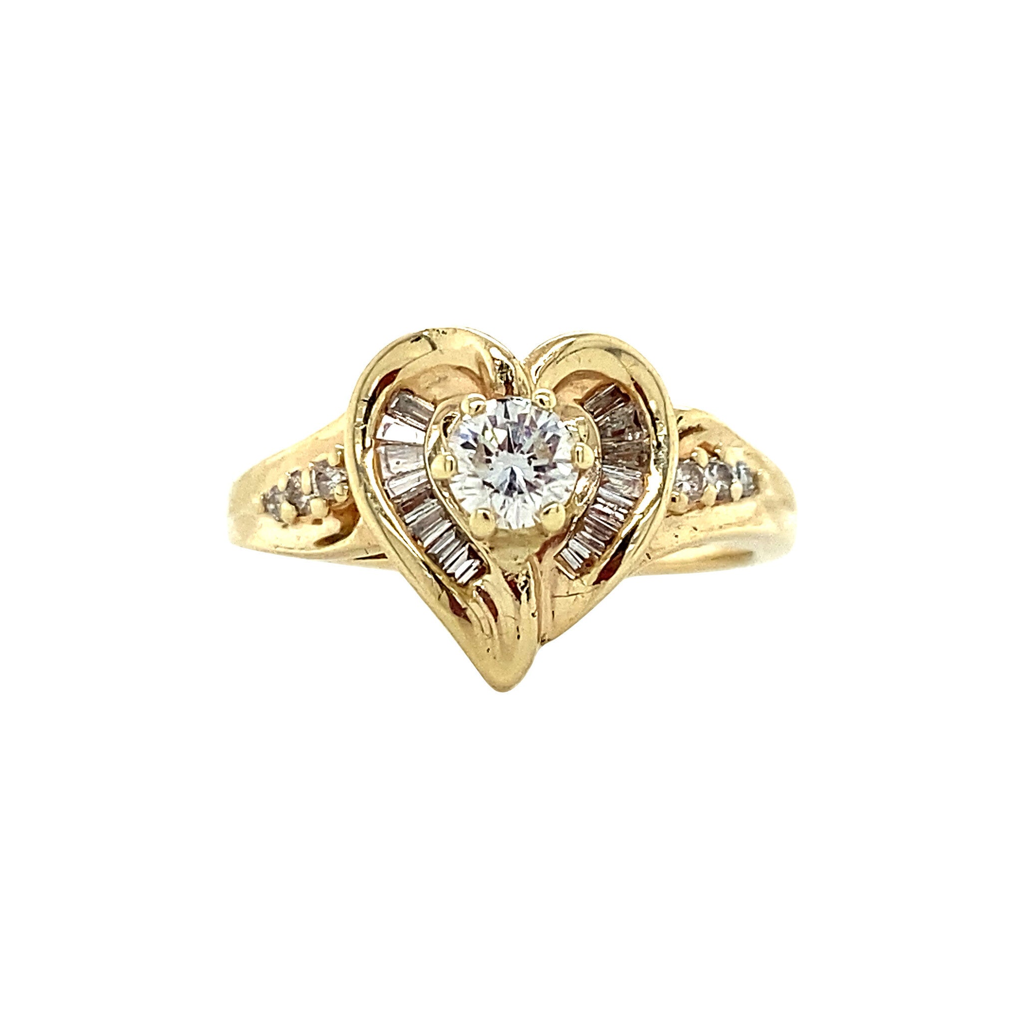 Gold heart ring with diamond 14 kt